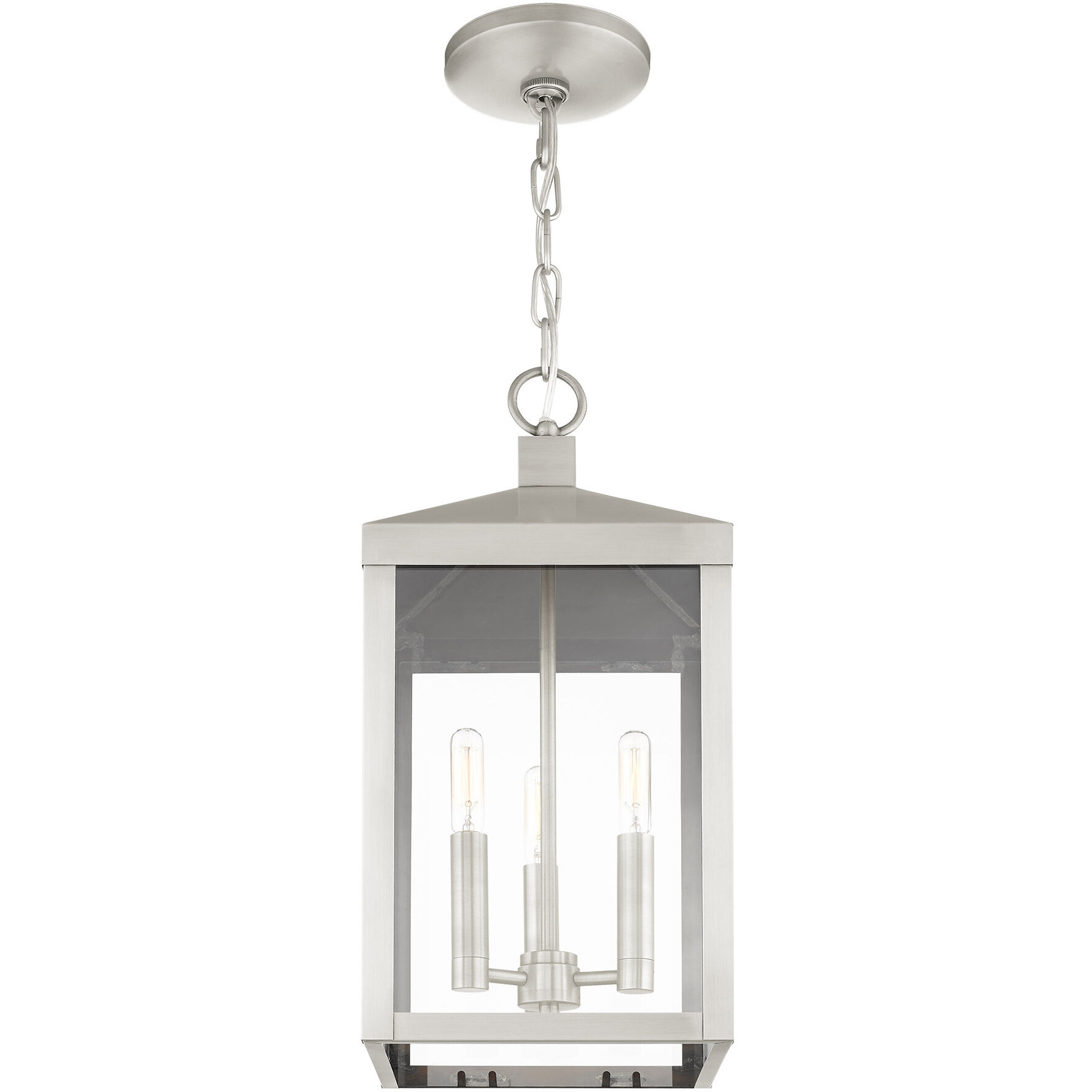 Nyack 3 Light 8.25 inch Brushed Nickel Outdoor Pendant Lantern