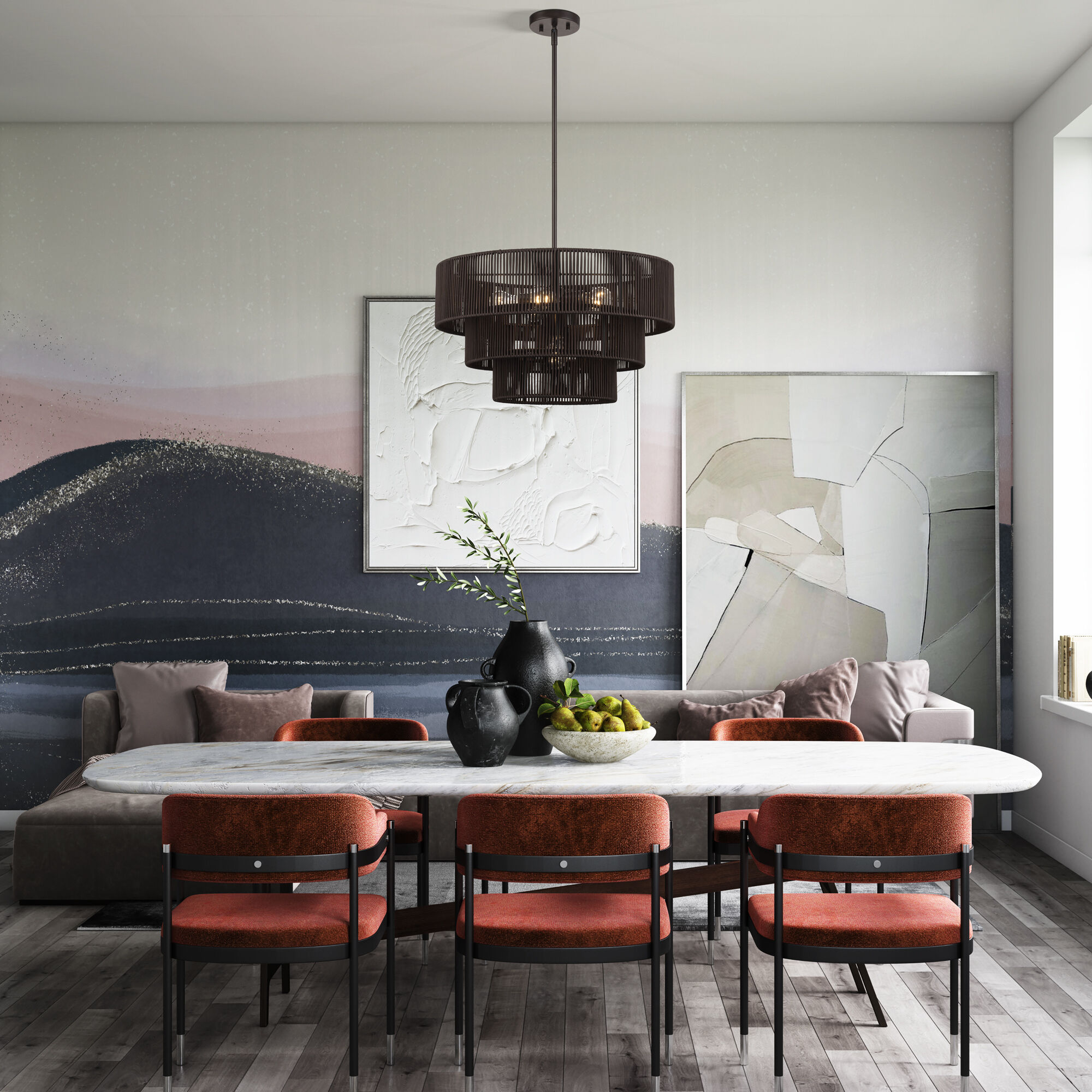 Acordia 6 Light 23 inch English Bronze Pendant Chandelier Ceiling Light