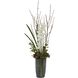 Eterna Orchid Aged Charcoal with White and Green Centerpiece & Vase