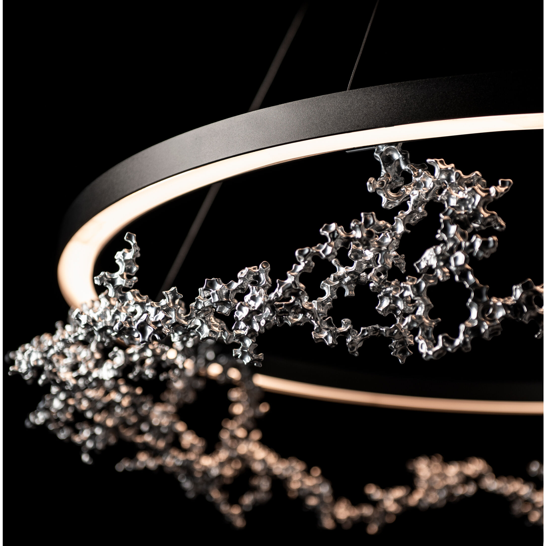 Coral LED 40.7 inch Oil Rubbed Bronze/Sterling Ring Pendant Ceiling Light, Art & Alchemy