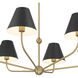 Xavier 6 Light 40 inch Vibrant Gold Chandelier Ceiling Light in Vibrant Gold and Matte Black