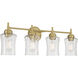 Clarvyn 4 Light 29.25 inch Vintage Brass Bathroom Vanity Light Wall Light