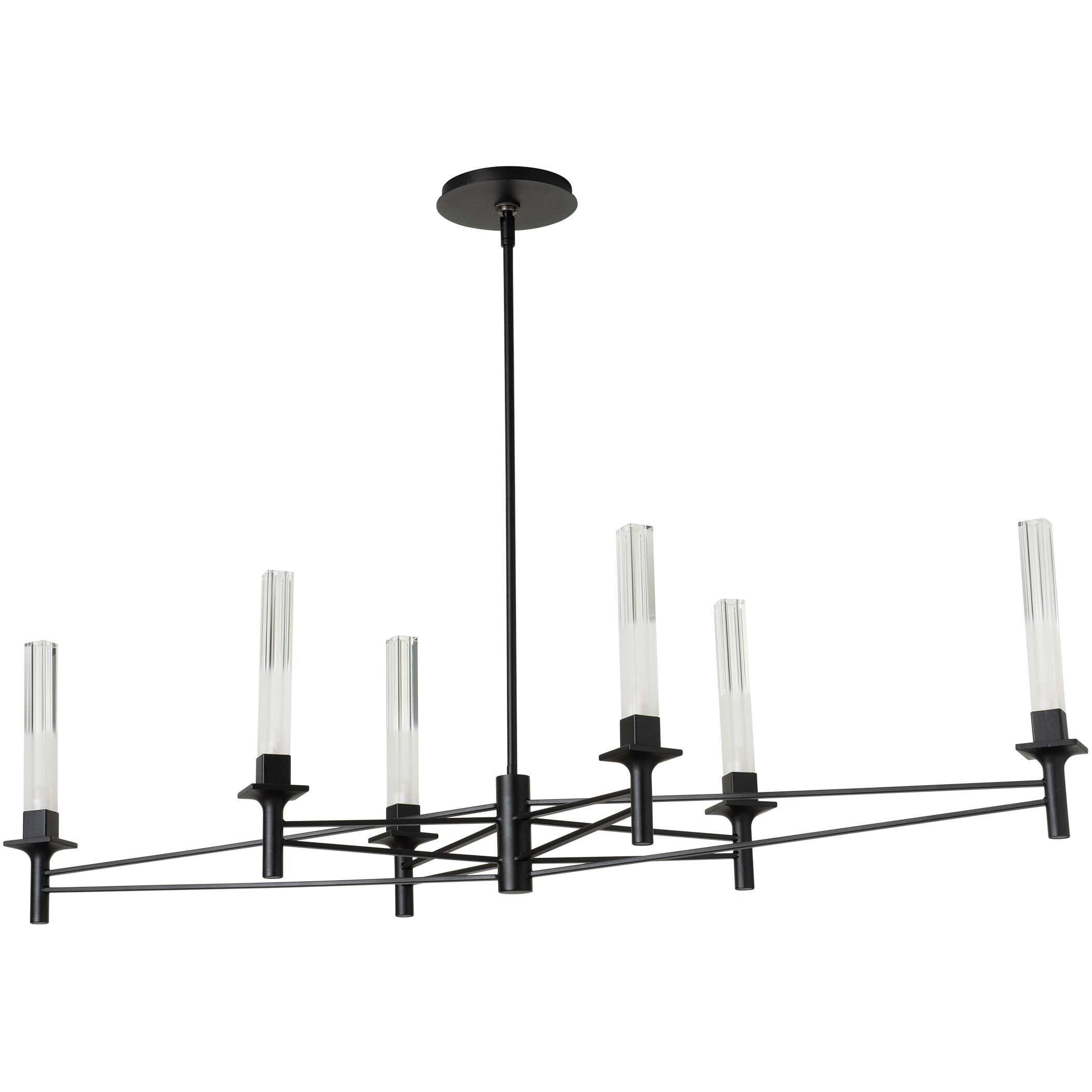 Truss 6 Light 49.5 inch Black Linear Chandelier Ceiling Light