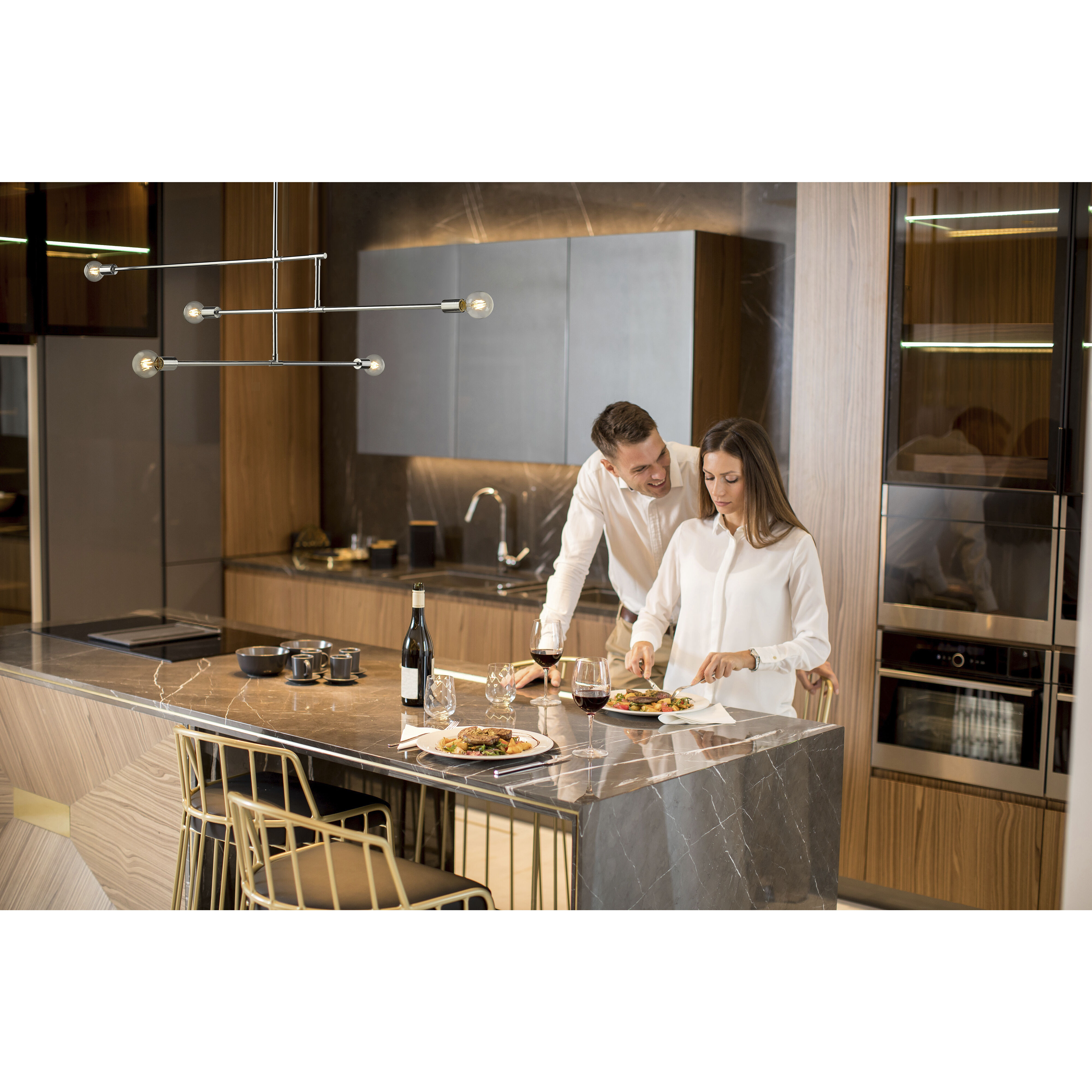 Modernist 5 Light 4.75 inch Chrome Chandelier Ceiling Light