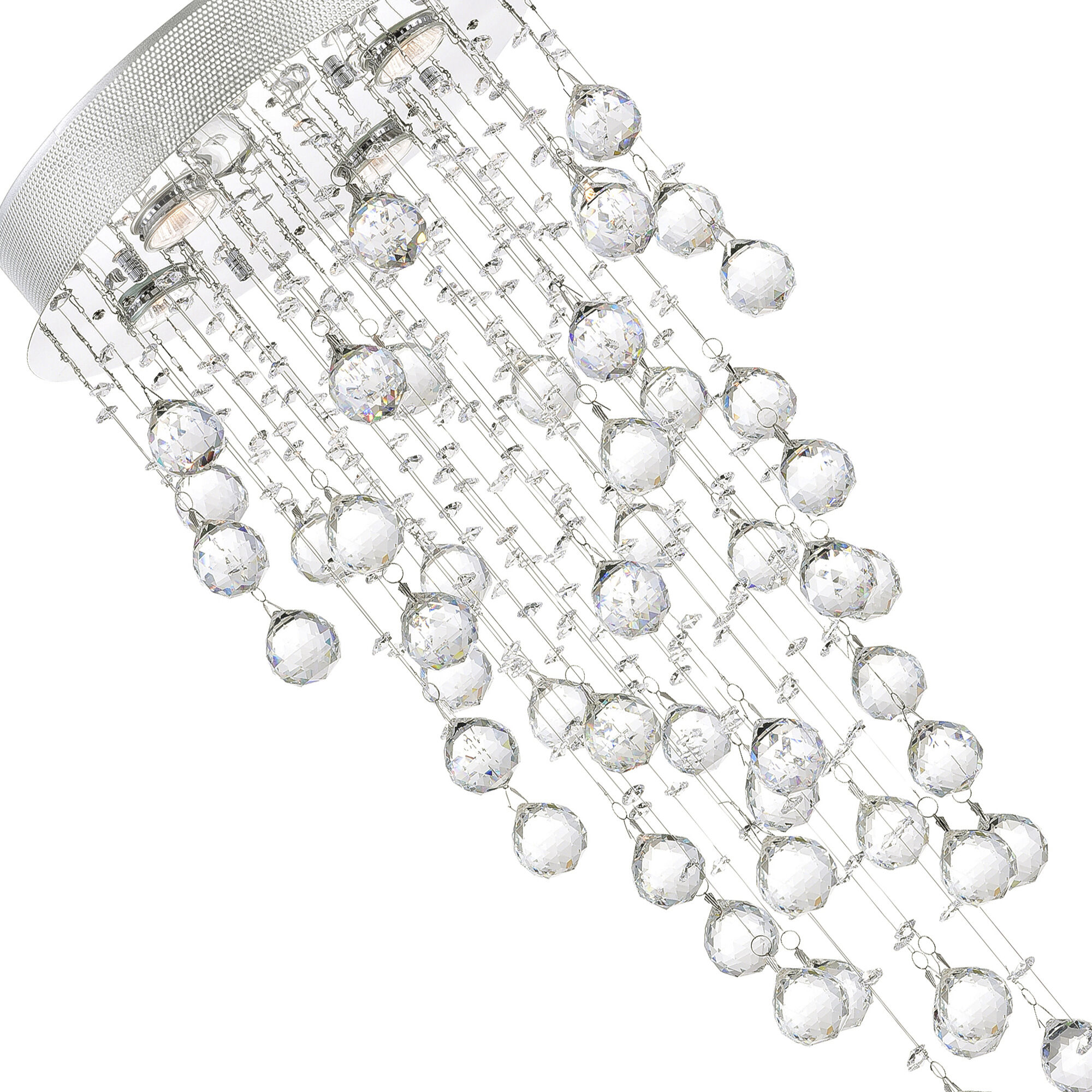 Rain Drop 4 Light 14 inch Chrome Flush Mount Ceiling Light