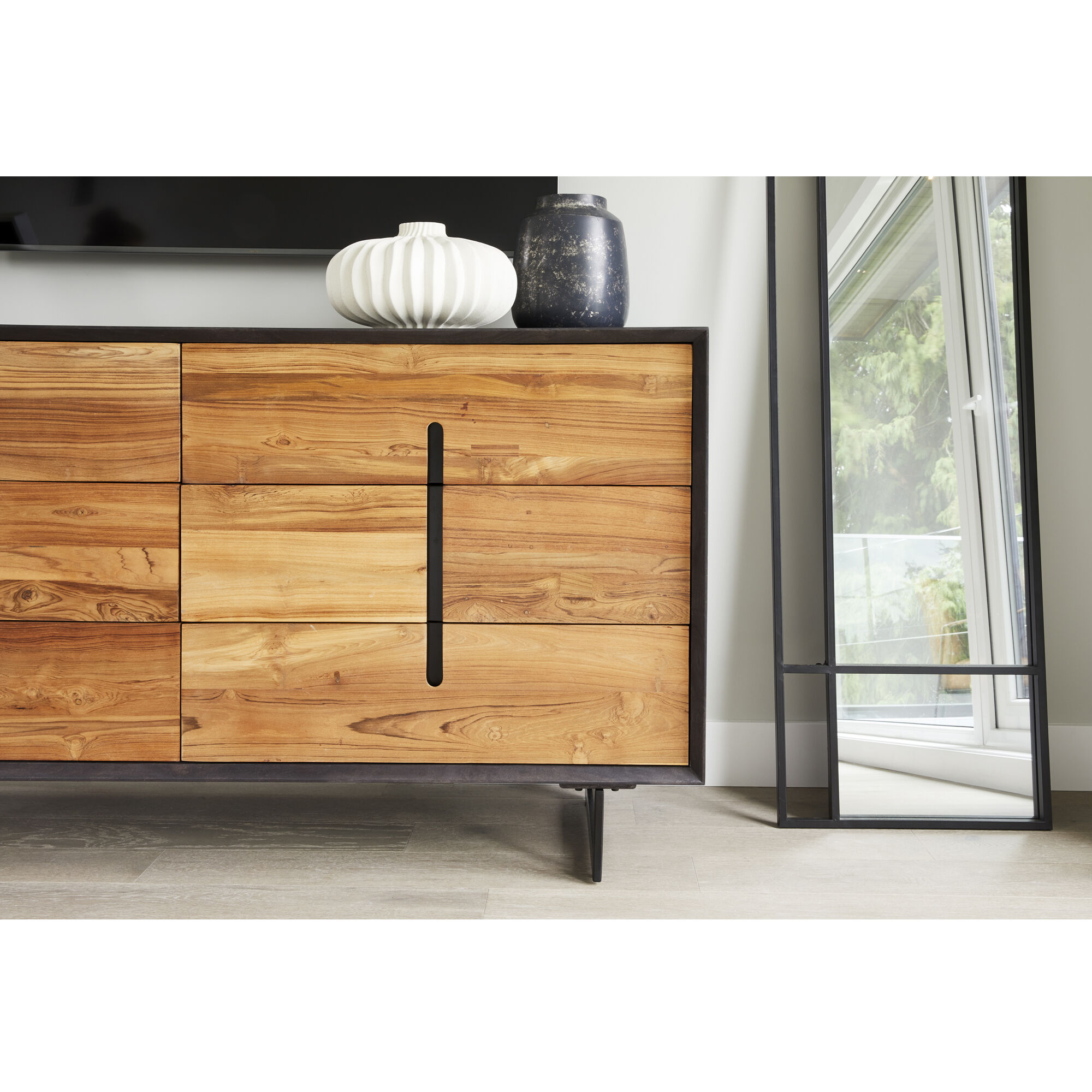 Grid 65 X 20 inch Black Mirror