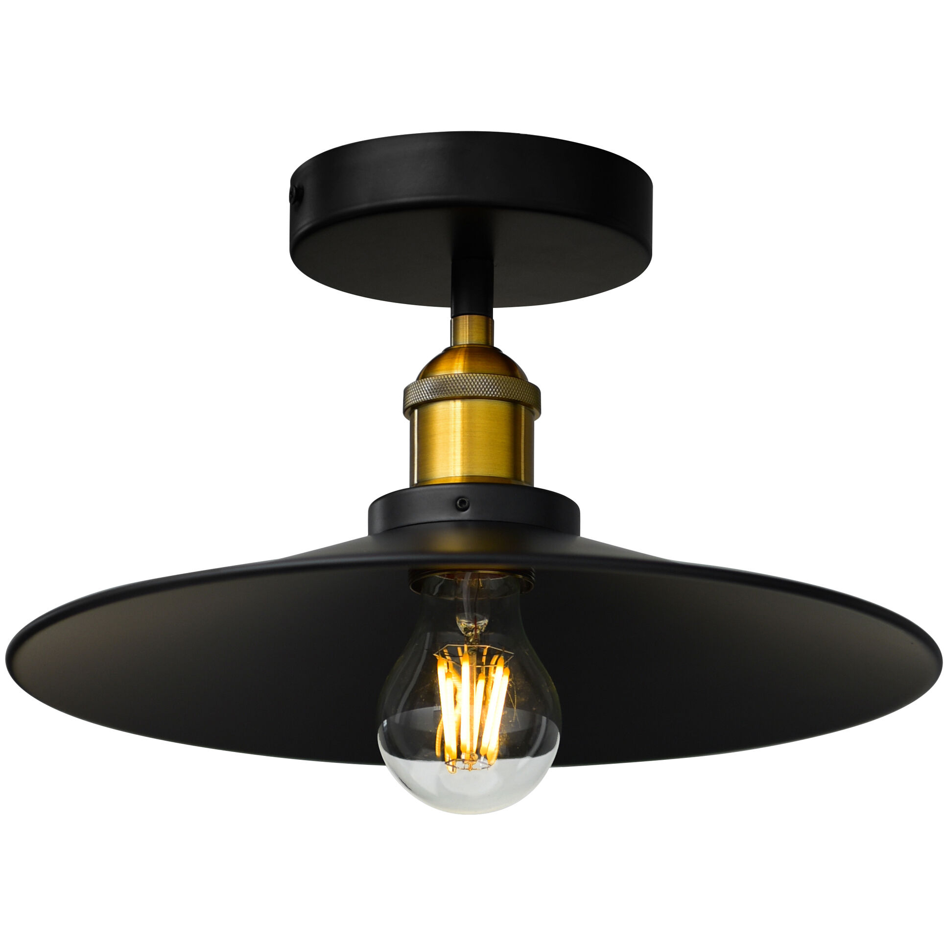 Brave 1 Light 13 inch Black Flush Mount Ceiling Light