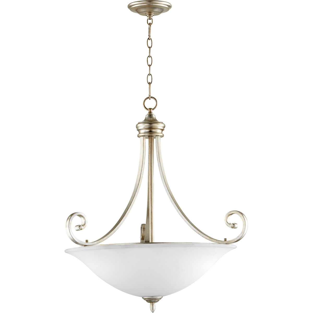Bryant 4 Light 27.5 inch Aged Silver Leaf Pendant Ceiling Light, Satin Opal