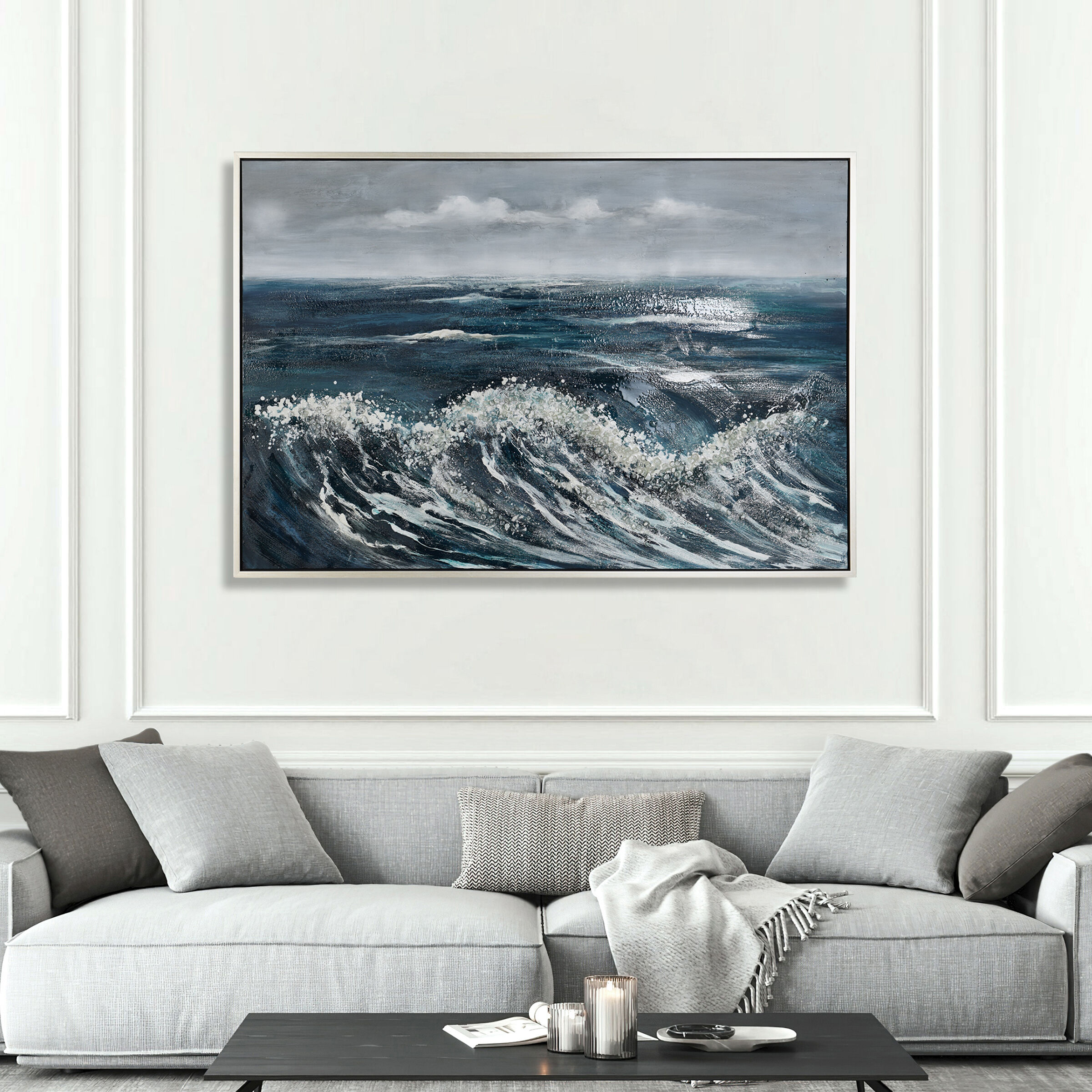 Crashing Blue and White Wall Art