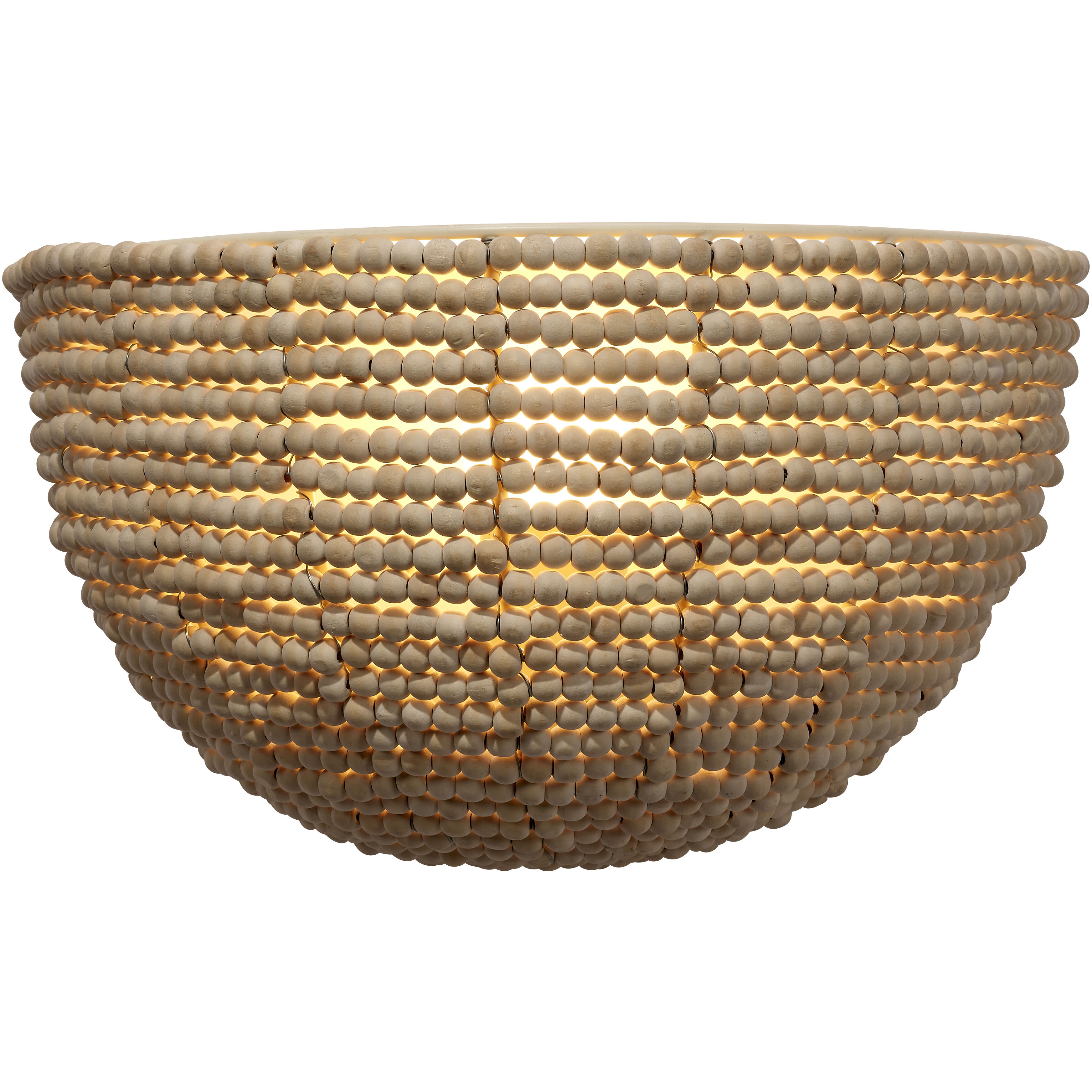 Barnacle 1 Light 12 inch Natural Wood Beads Demi Lune Sconce Wall Light