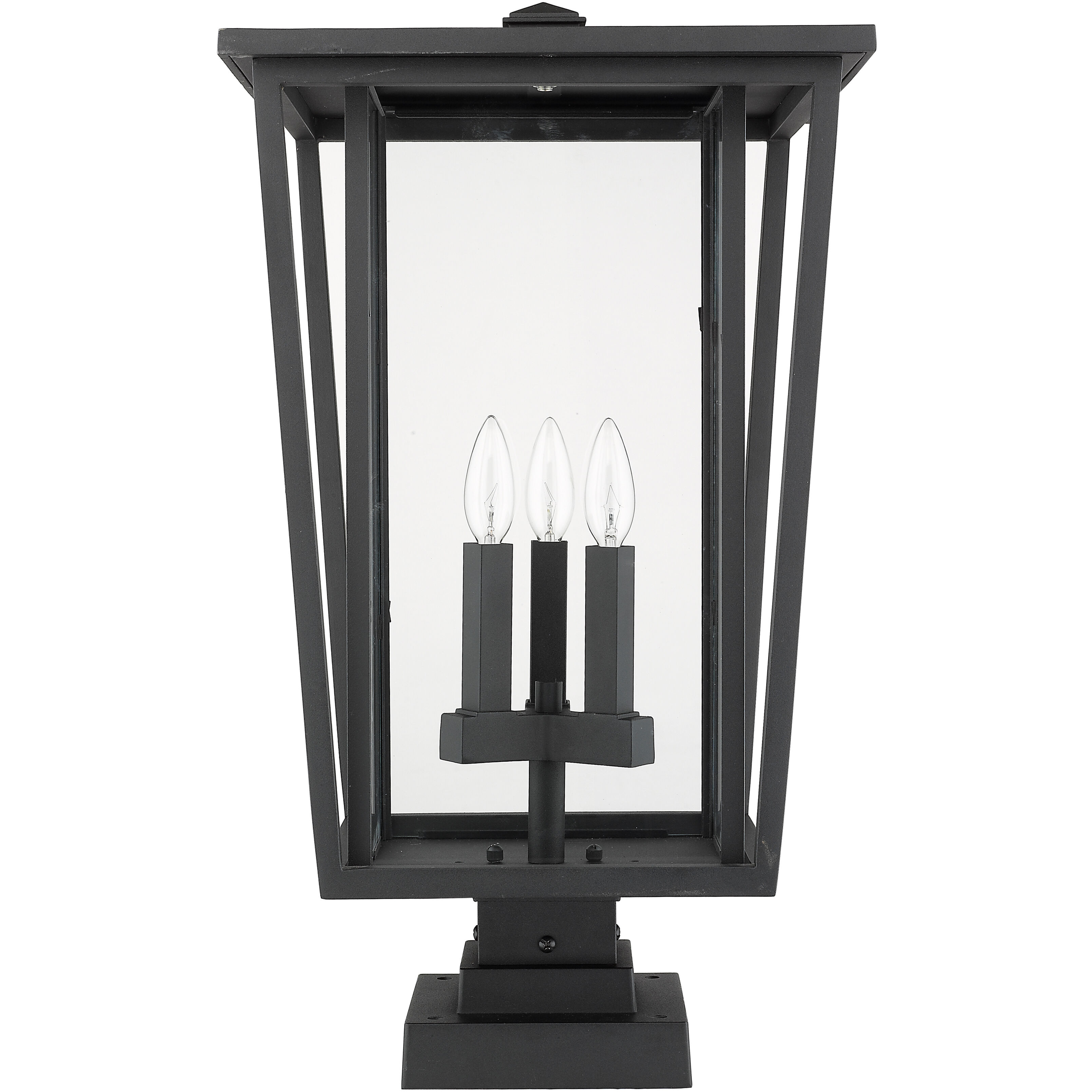 Seoul 3 Light 24.75 inch Black Outdoor Pier Mounted Fixture in 18.5