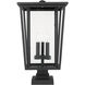 Seoul 3 Light 24.75 inch Black Outdoor Pier Mounted Fixture in 18.5