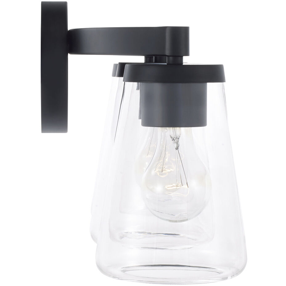Aaron 3 Light 24.25 inch Matte Black Vanity Light Wall Light