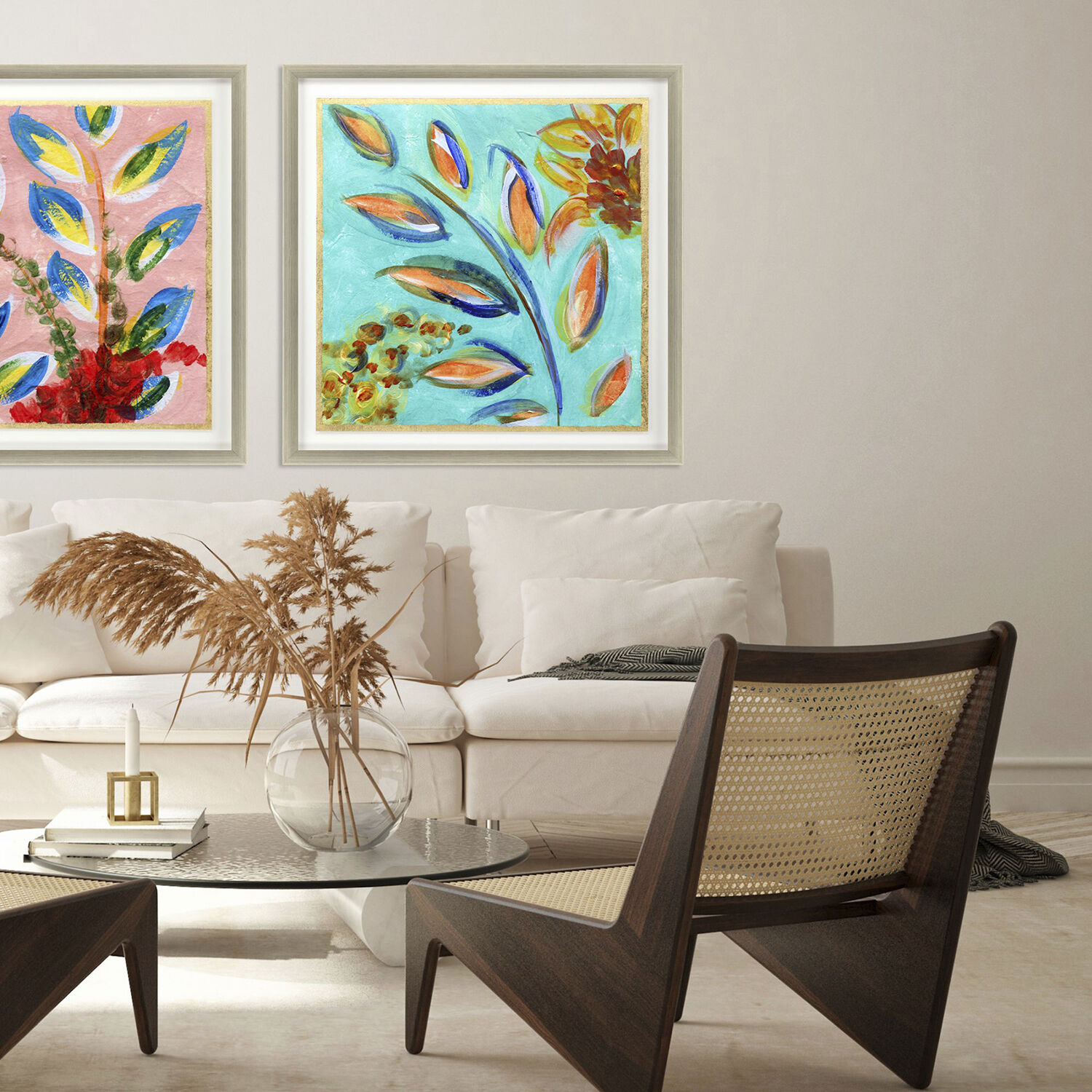 Sassy Botanica Blue and Green and Multi and Pink Framed Art