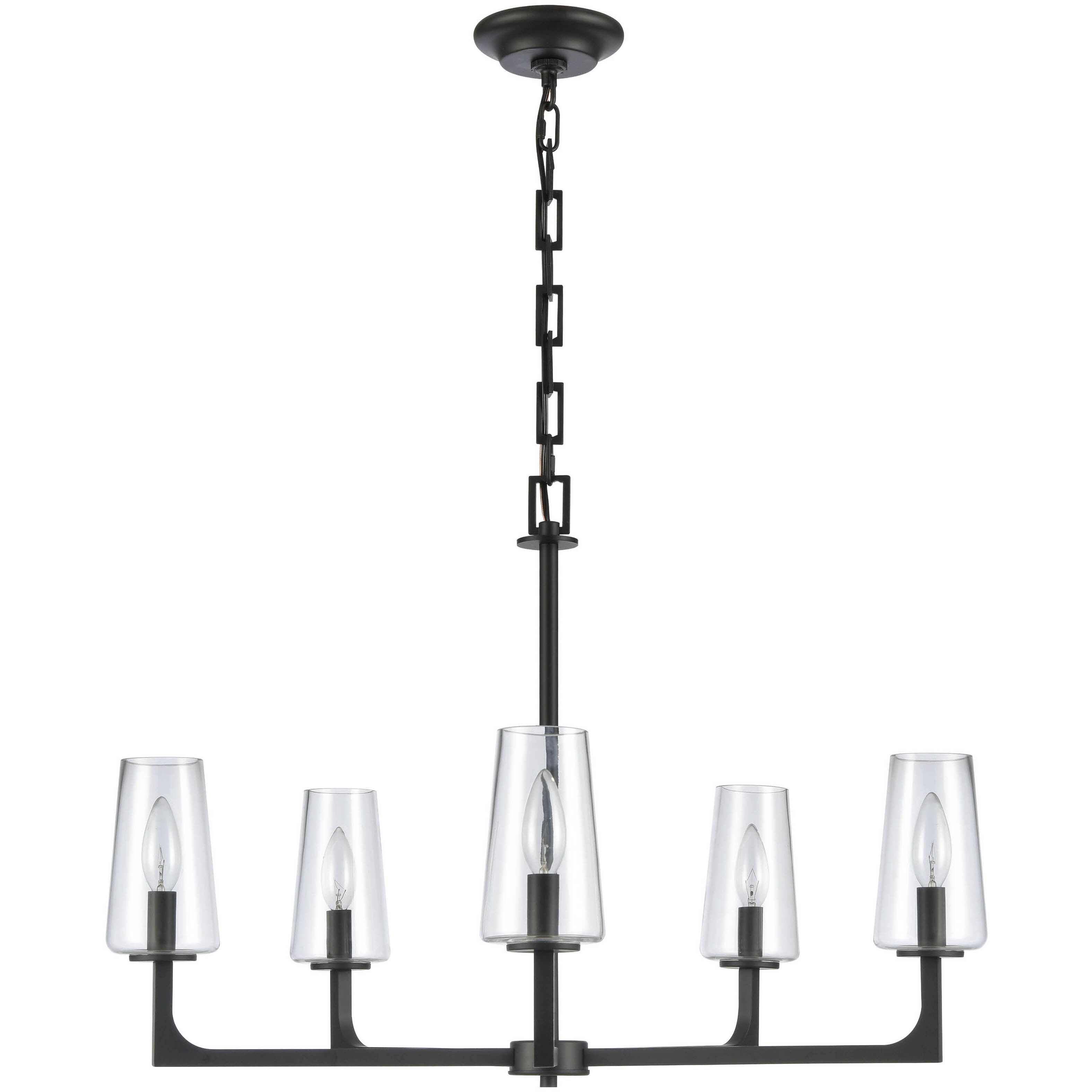 Fitzroy 5 Light 28 inch Matte Black Chandelier Ceiling Light