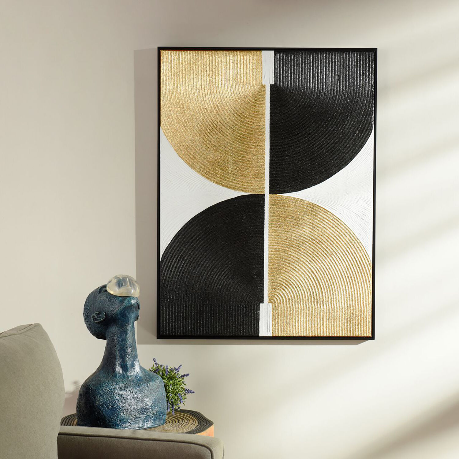 Cameron Black and Gold and White Wall Art
