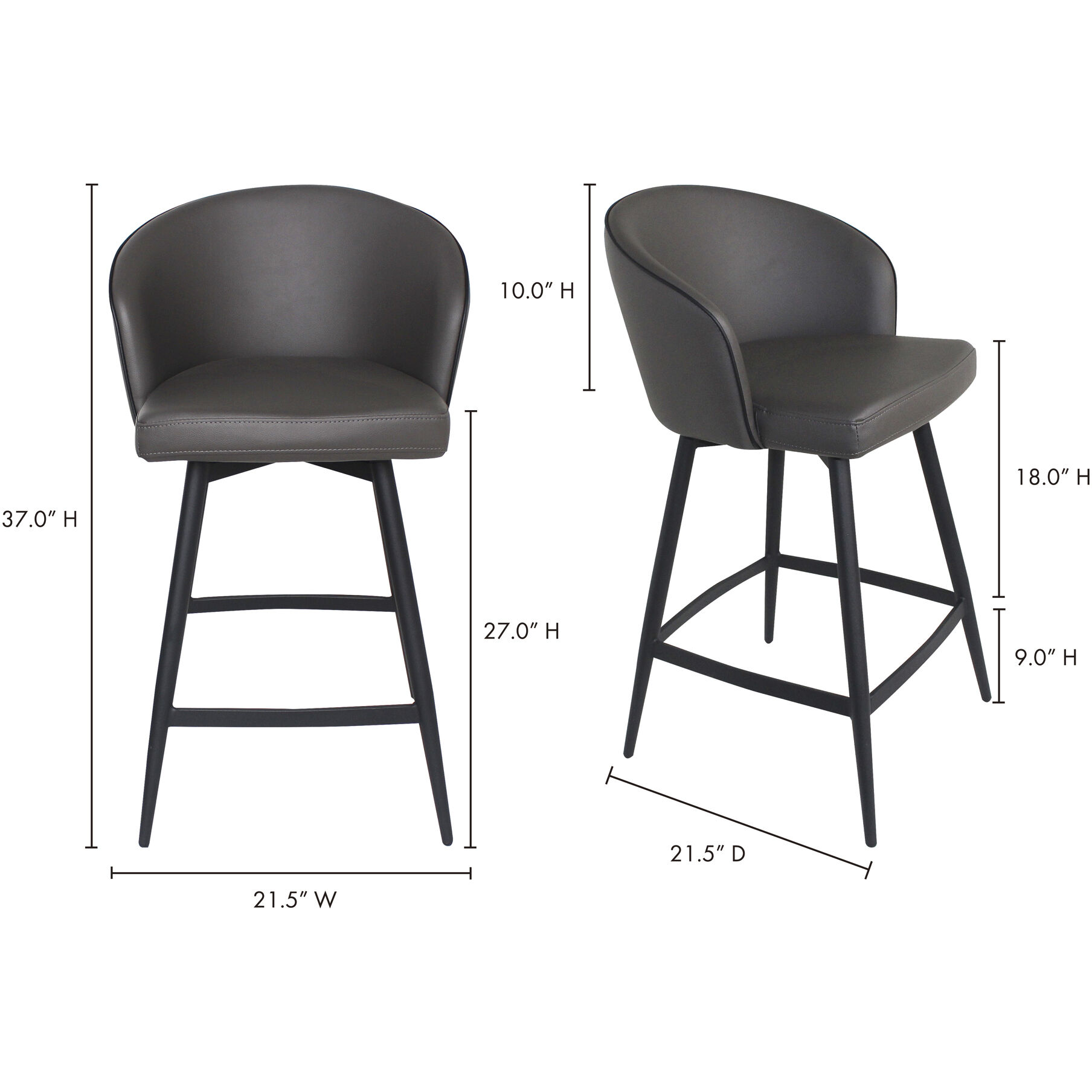 Webber 37 inch Grey Swivel Counter Stool