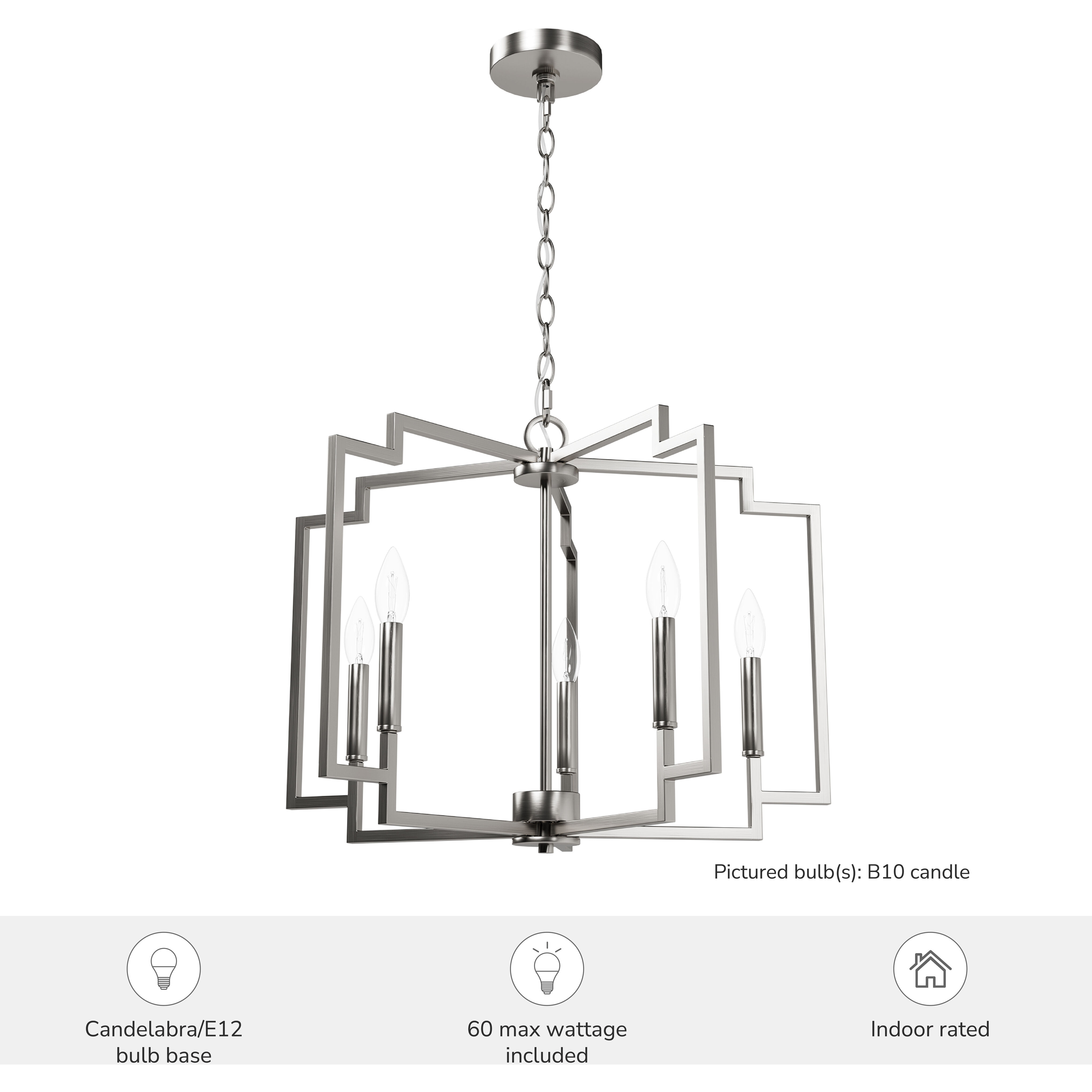 Zoanne 5 Light 24 inch Brushed Nickel Chandelier Ceiling Light, Medium