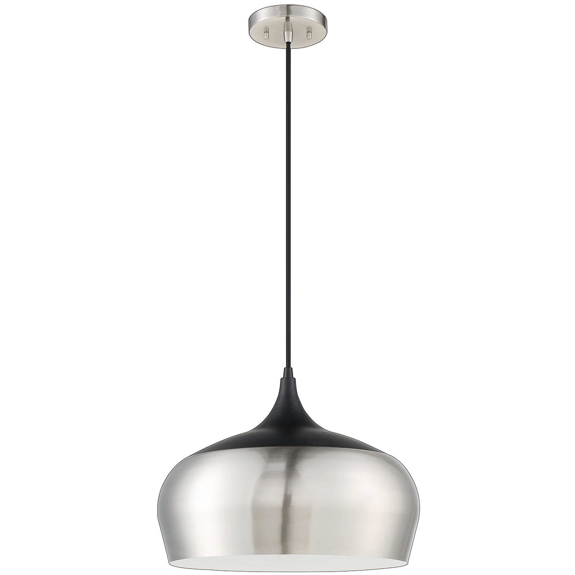Kendal Lighting Orian Grande 1 Light 16 inch Satin Nickel and Black Pendant Ceiling Light PF134-SN/BLK - Open Box