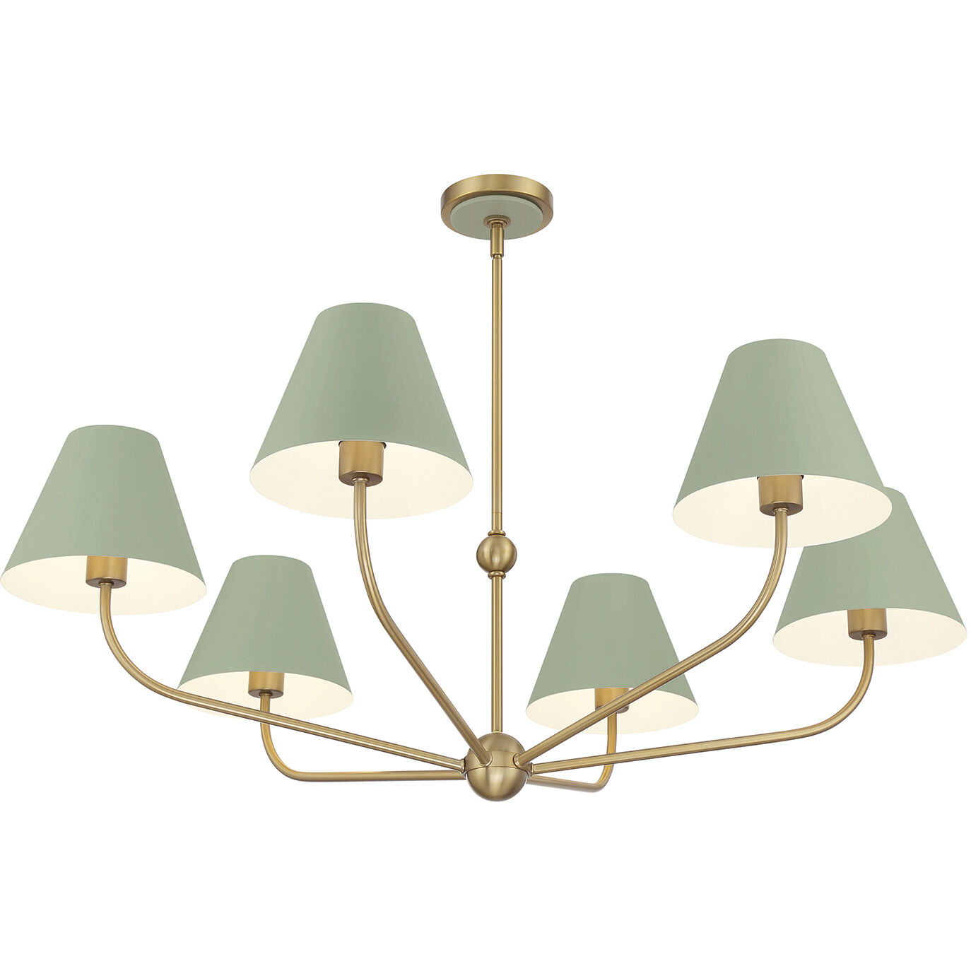 Xavier 6 Light 40 inch Vibrant Gold Chandelier Ceiling Light in Vibrant Gold and Green