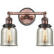 Franklin Restoration Small Bell 2 Light 15 inch Antique Copper Bath Vanity Light Wall Light in Silver Plated Mercury Glass