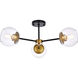 Briggs 3 Light 26 inch Black and Brass Flush Mount Ceiling Light