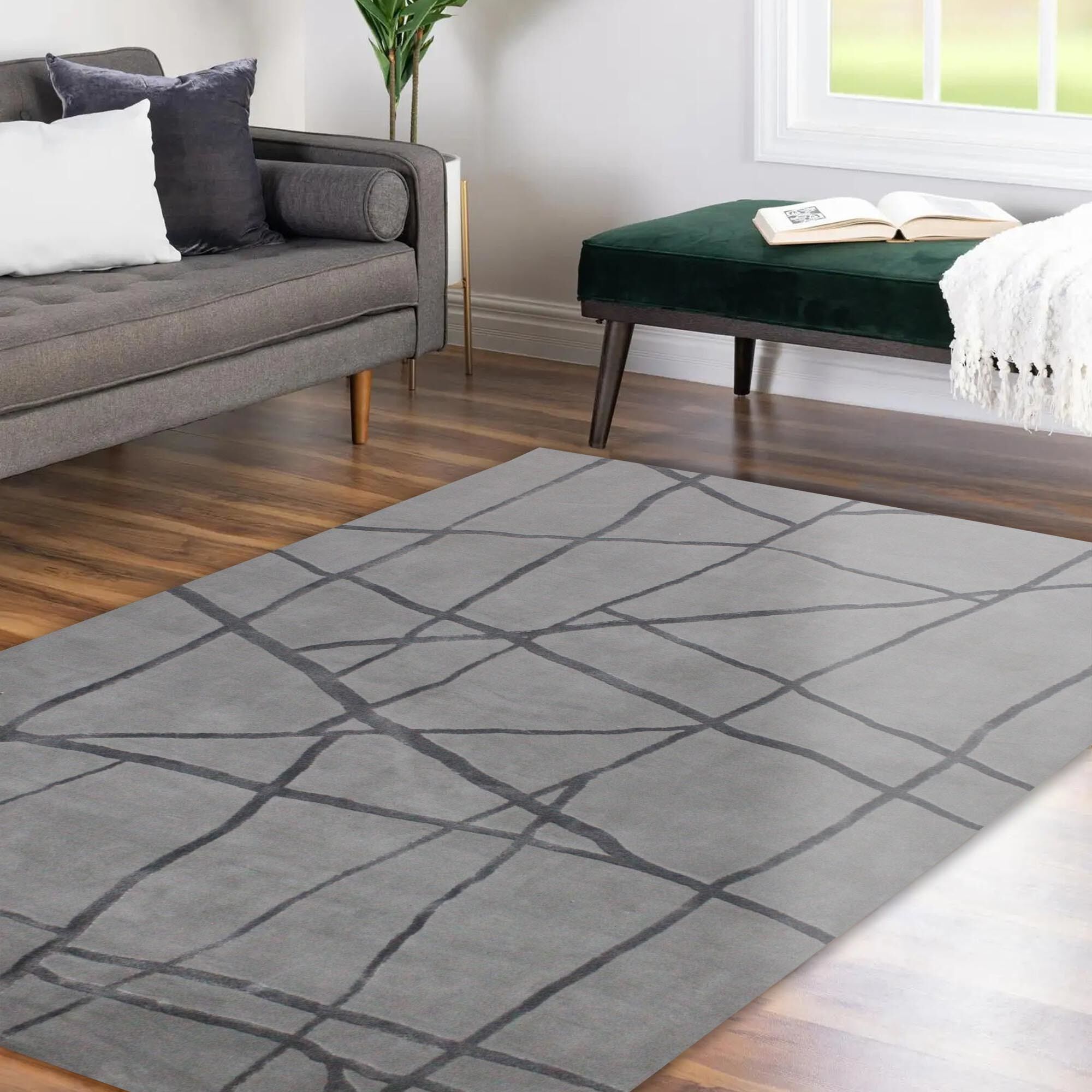 Mantle 51 X 39 inch Grey and Blue Indoor Rug, 3'3" X 4'3"