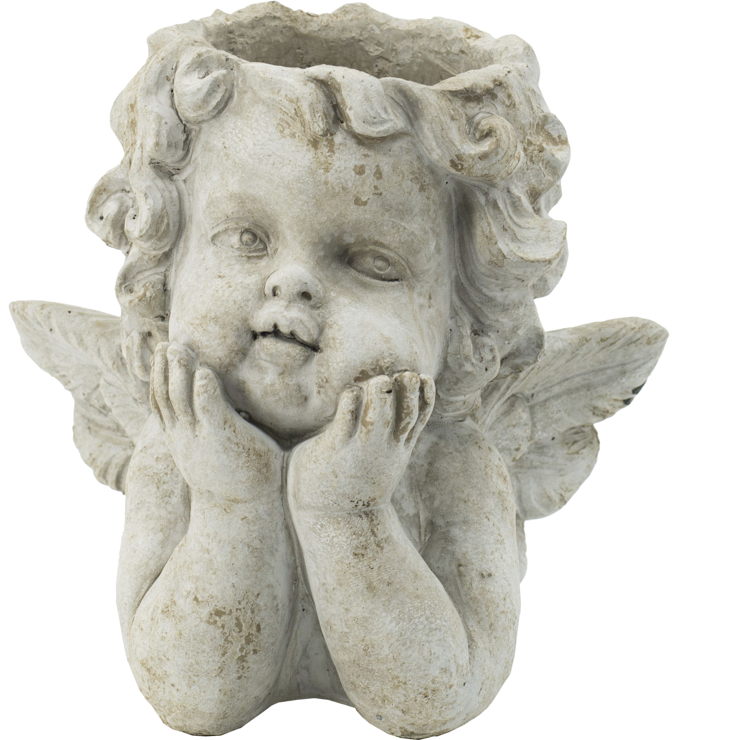 Cherub Angel Gray Outdoor Planter