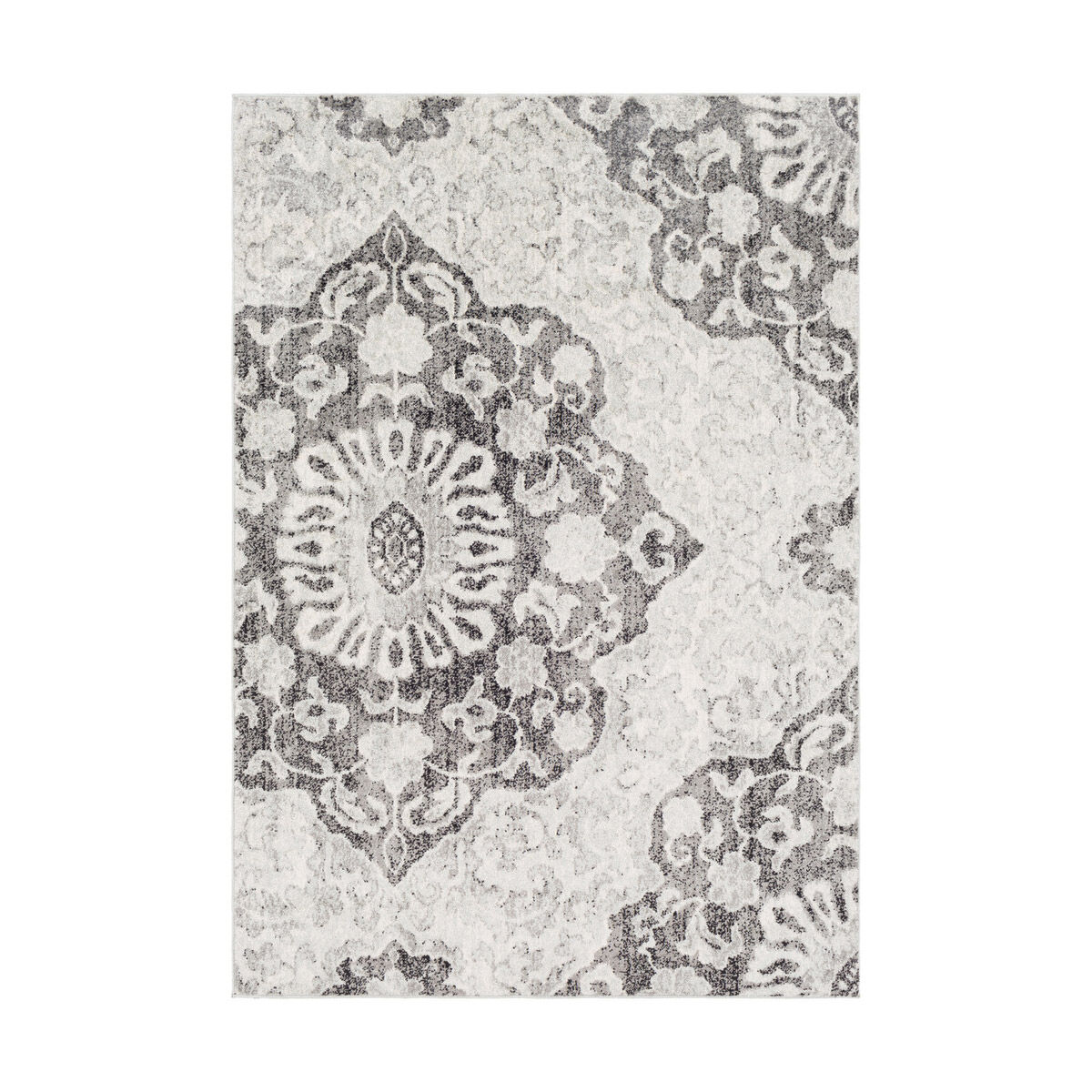 Elaziz 90 X 63 inch Medium Gray/Light Gray/Black/White Rugs, Rectangle