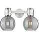 Lawton Sphere 2 Light 15.5 inch Brushed Satin Nickel Bath Vanity Light Wall Light in Light Smoke Glass