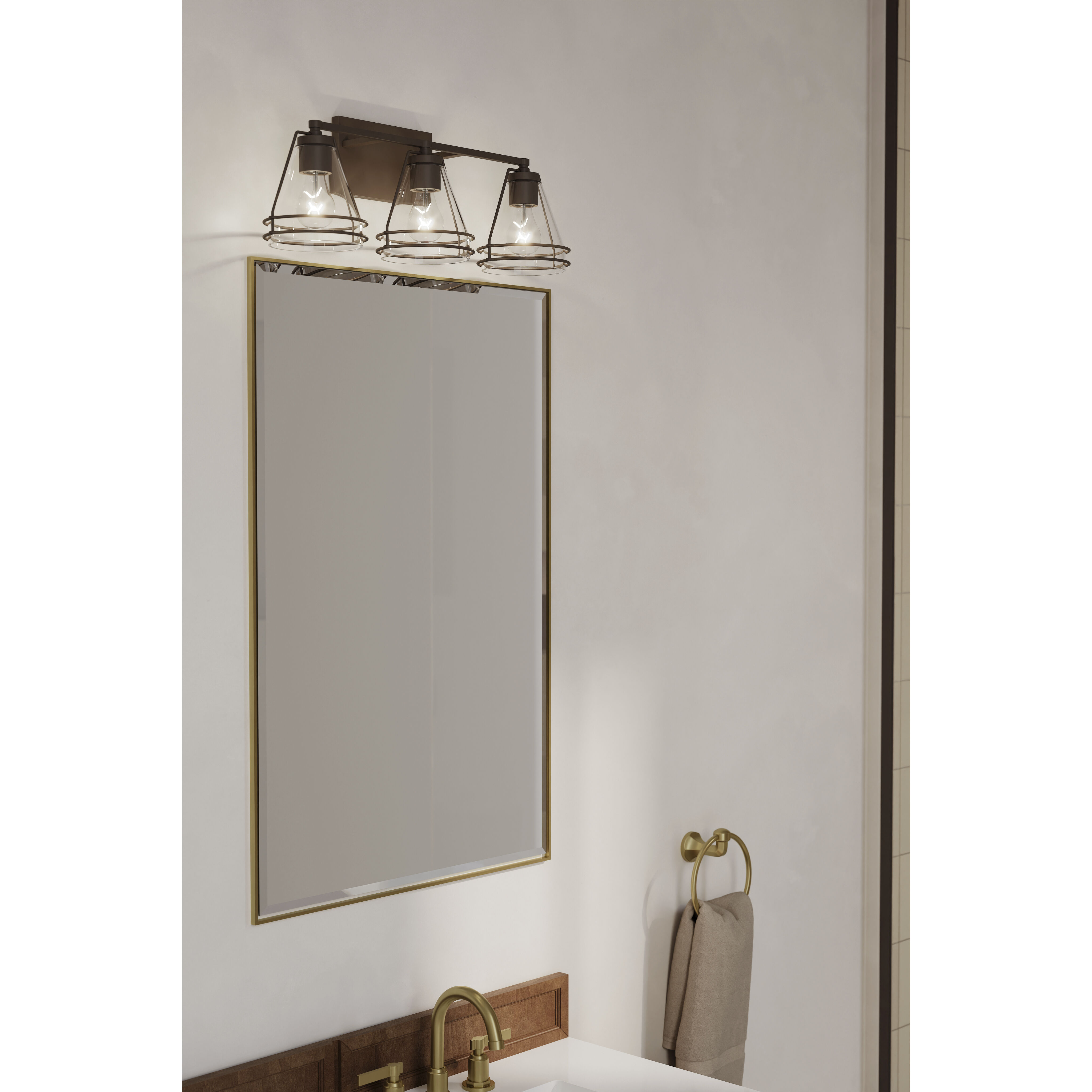 Lorenth 3 Light 24.25 inch Dark Matte Black Vanity Wall Light