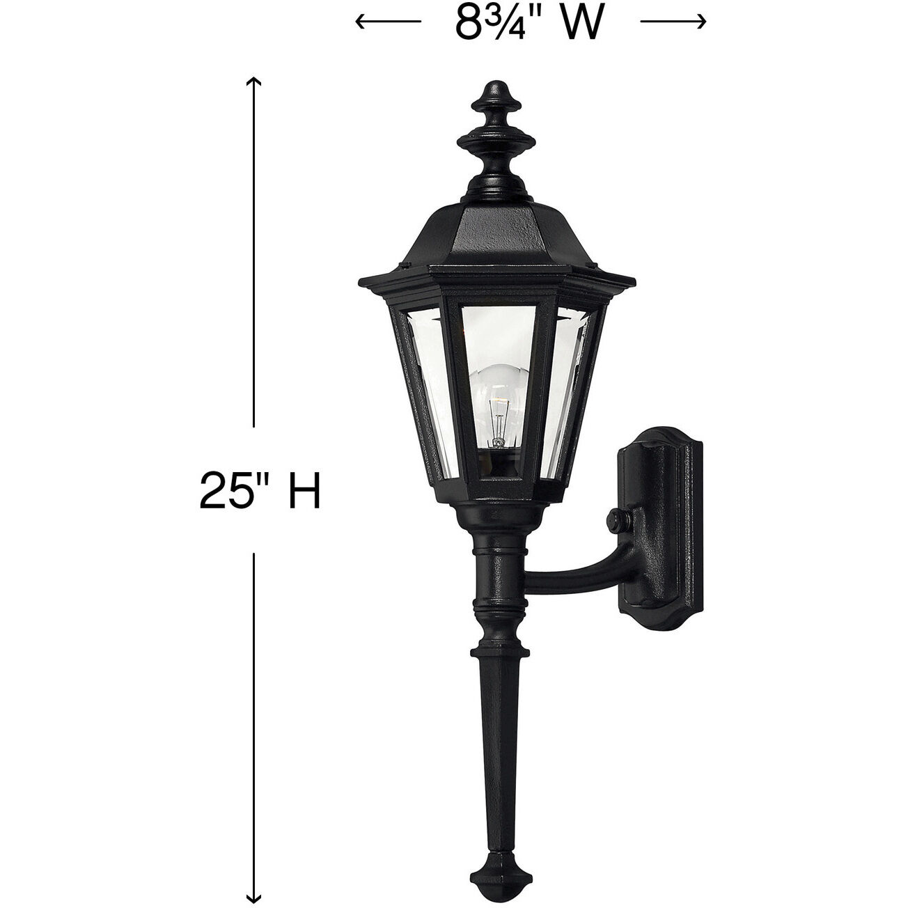 Estate Series Manor House LED 25 inch Black Outdoor Wall Mount Lantern, Small