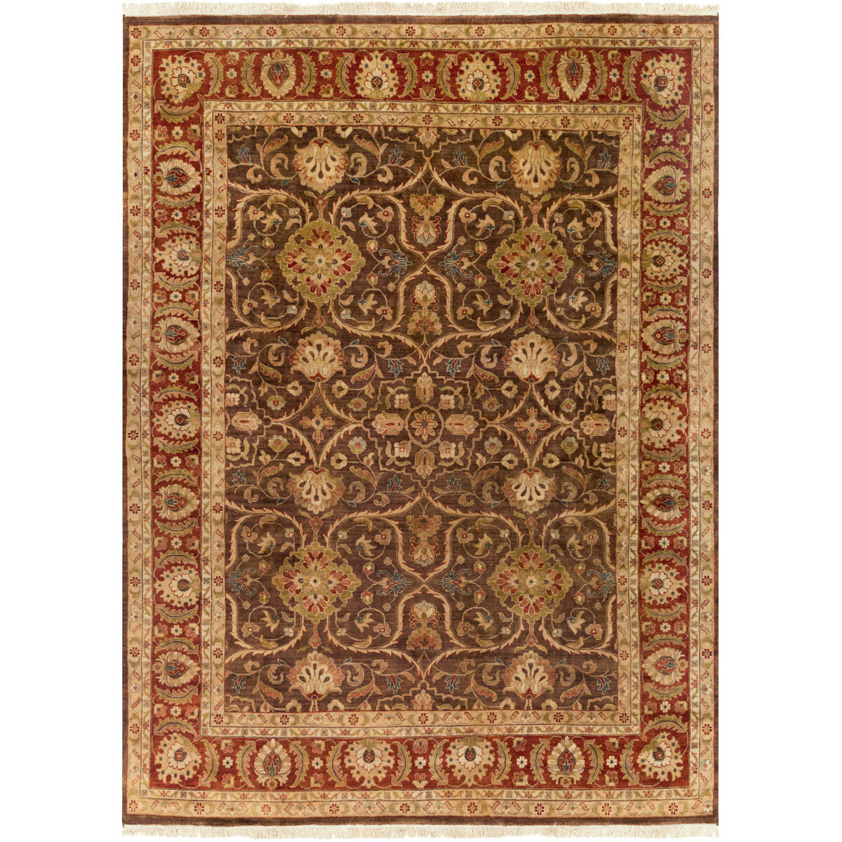 Timeless 36 X 24 inch Camel, Dark Brown, Aqua Rug