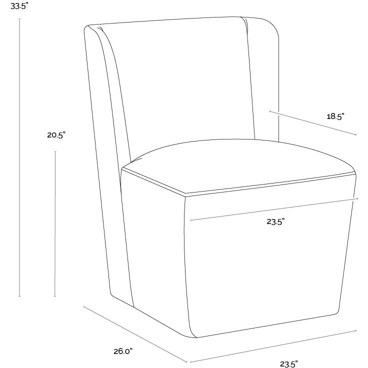 Amita Tobacco Tan Wheeled Dining Chair