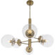 Mid-century 6 Light 32.5 inch Antique Brass Chandelier Ceiling Light