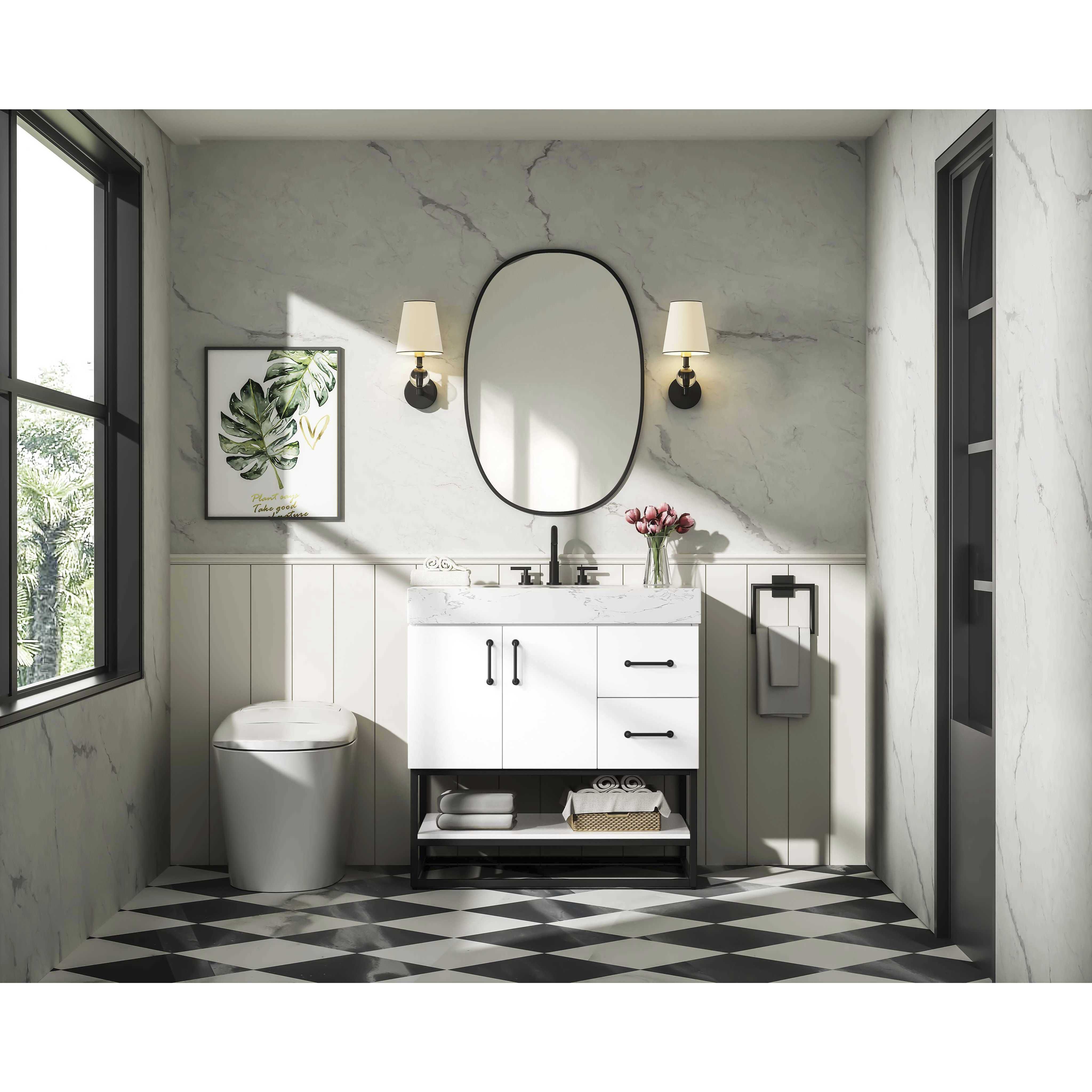 Caroline 32 X 34 inch White Bathroom Vanity Cabinet