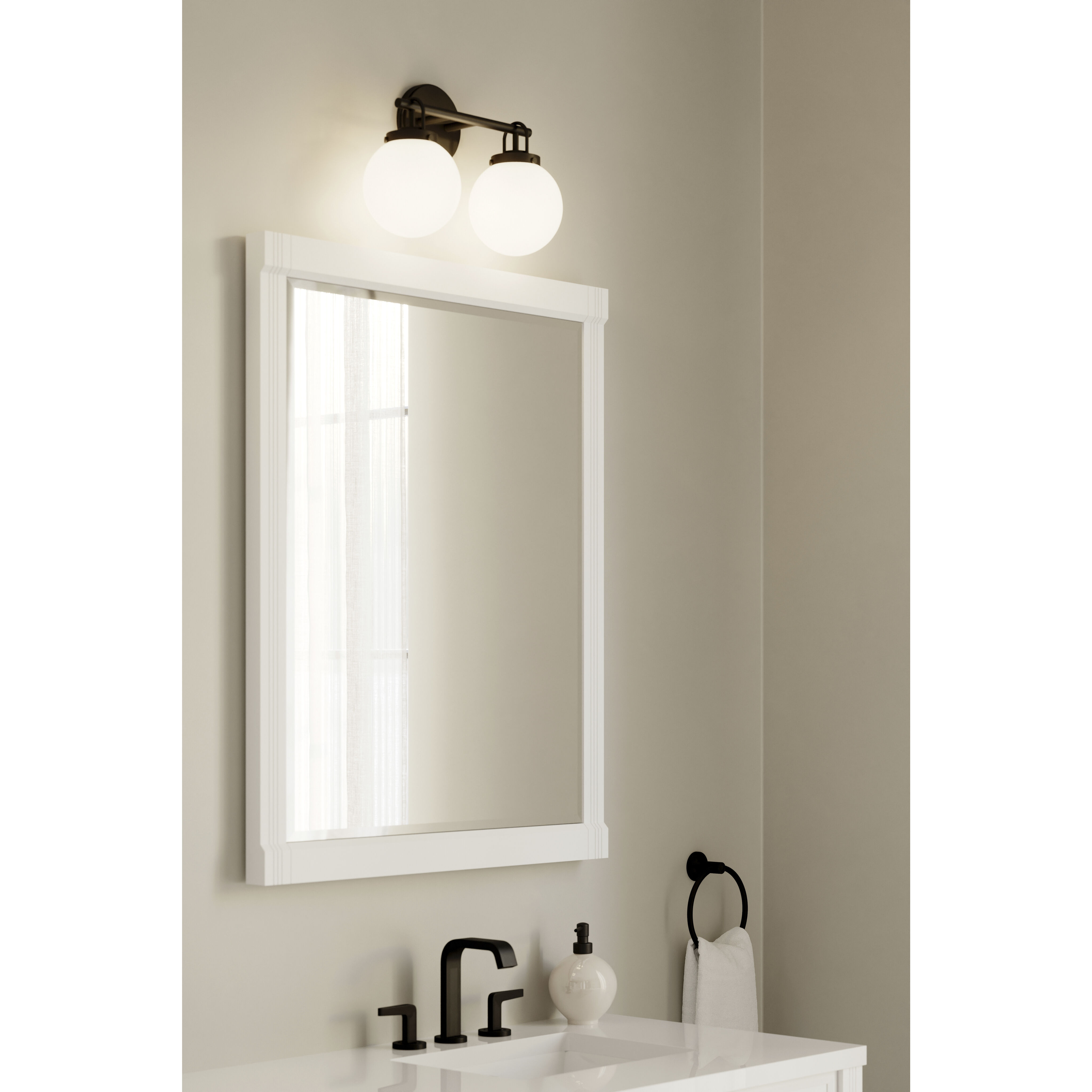 Ortesa 2 Light 15 inch Dark Matte Black Vanity Wall Light