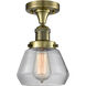 Franklin Restoration Fulton LED 7 inch Antique Brass Semi-Flush Mount Ceiling Light in Clear Glass, Franklin Restoration