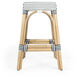 Robias Rectangular Rattan 24.5" Counter Stool in White and Navy Stripe