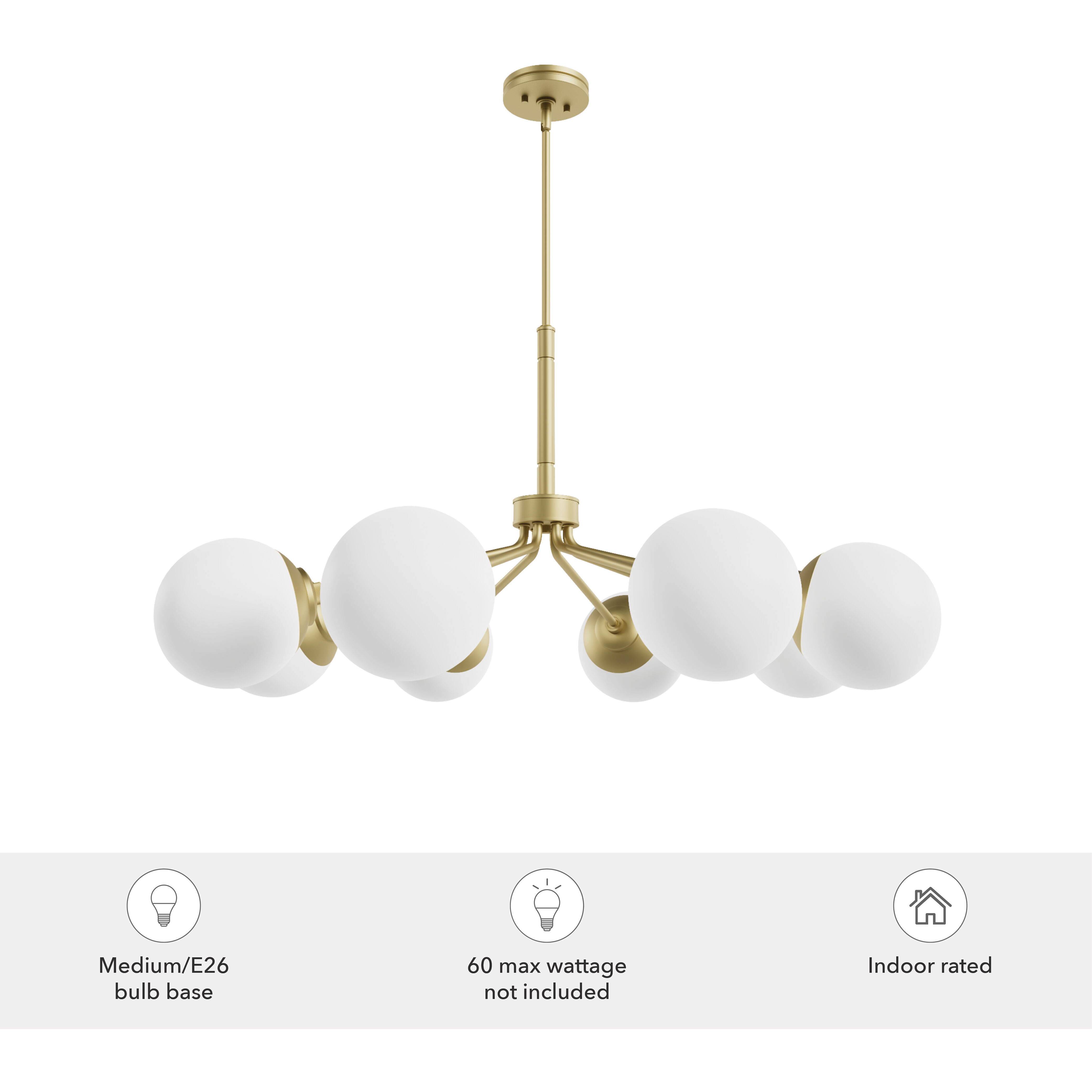 Hepburn 8 Light 40 inch Modern Brass Chandelier Ceiling Light, Extra Large