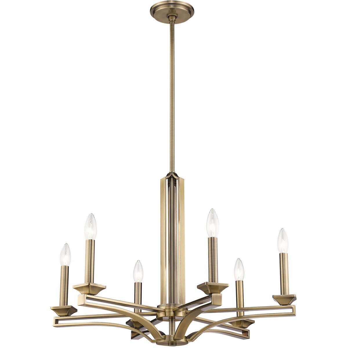 Trumbull 6 Light 26 inch Antique Brass Chandelier Ceiling Light