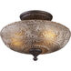 Norwich 3 Light 14 inch Oiled Bronze Semi Flush Mount Ceiling Light