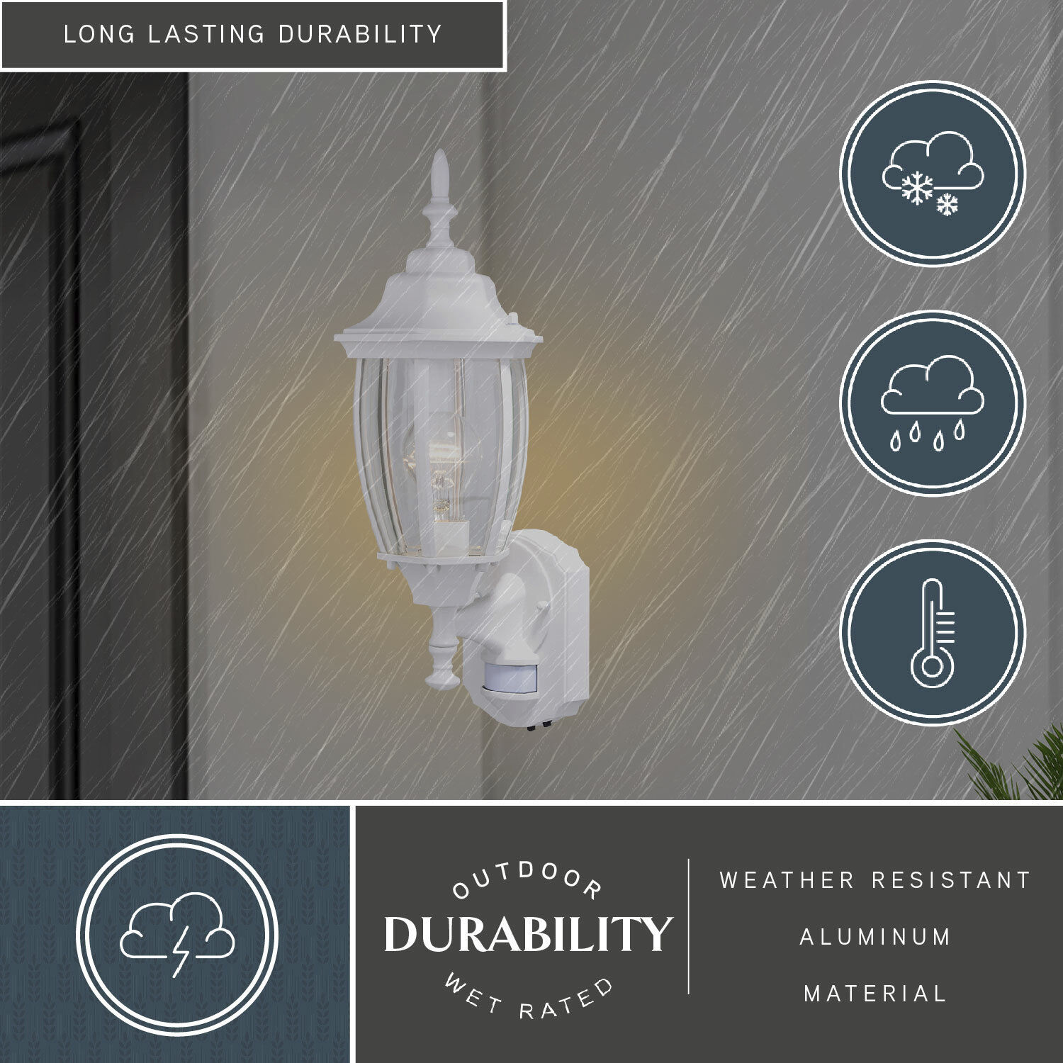 Rogers Park Textured White Outdoor Motion Sensor