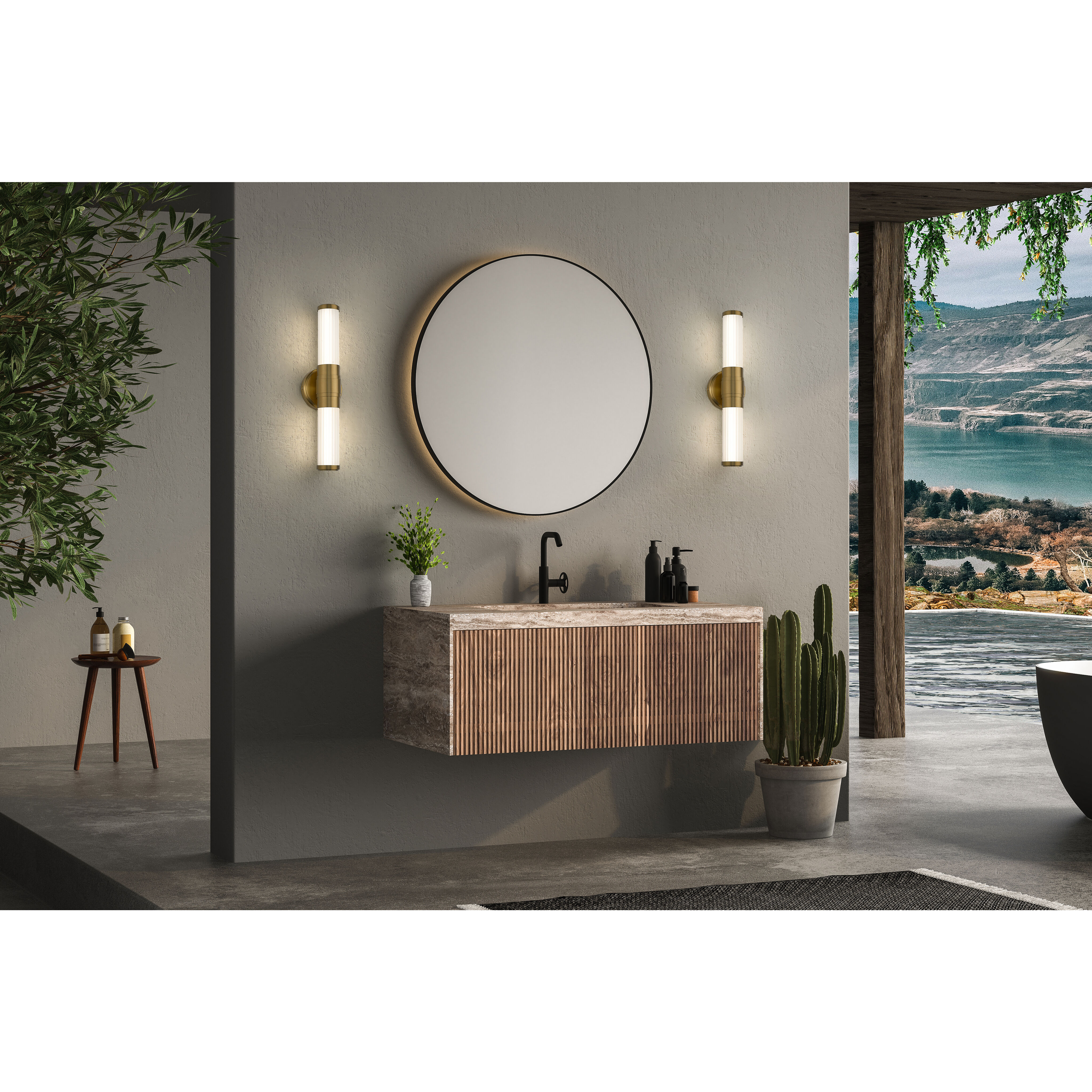 Warwick LED 18.5 inch Modern Gold Bath Vanity Wall Light