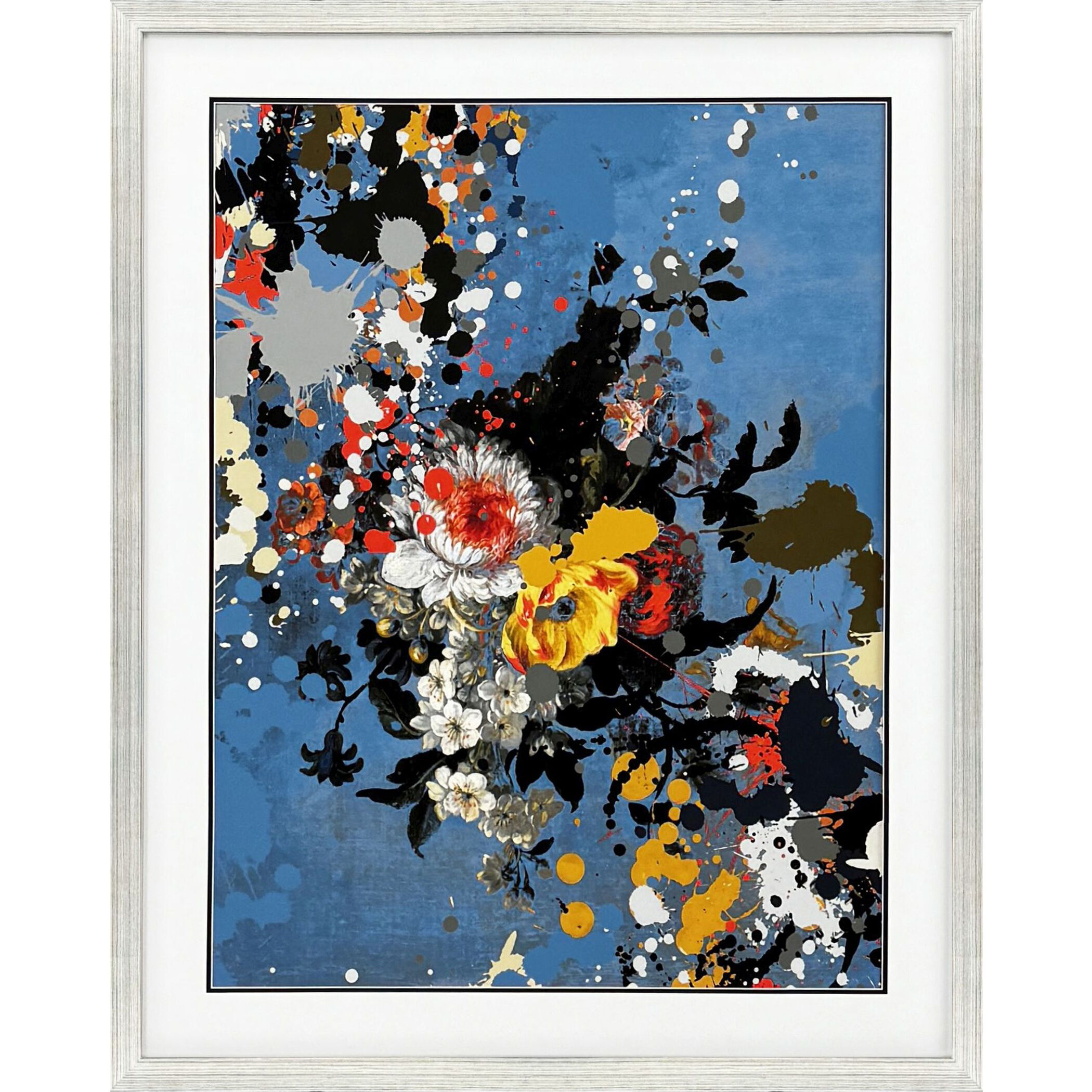 Modern Touch Blue and Black and Multi and Yellow Framed Art