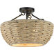 Hathaway 3 Light 16.25 inch Matte Black Semi-Flush Mount Ceiling Light