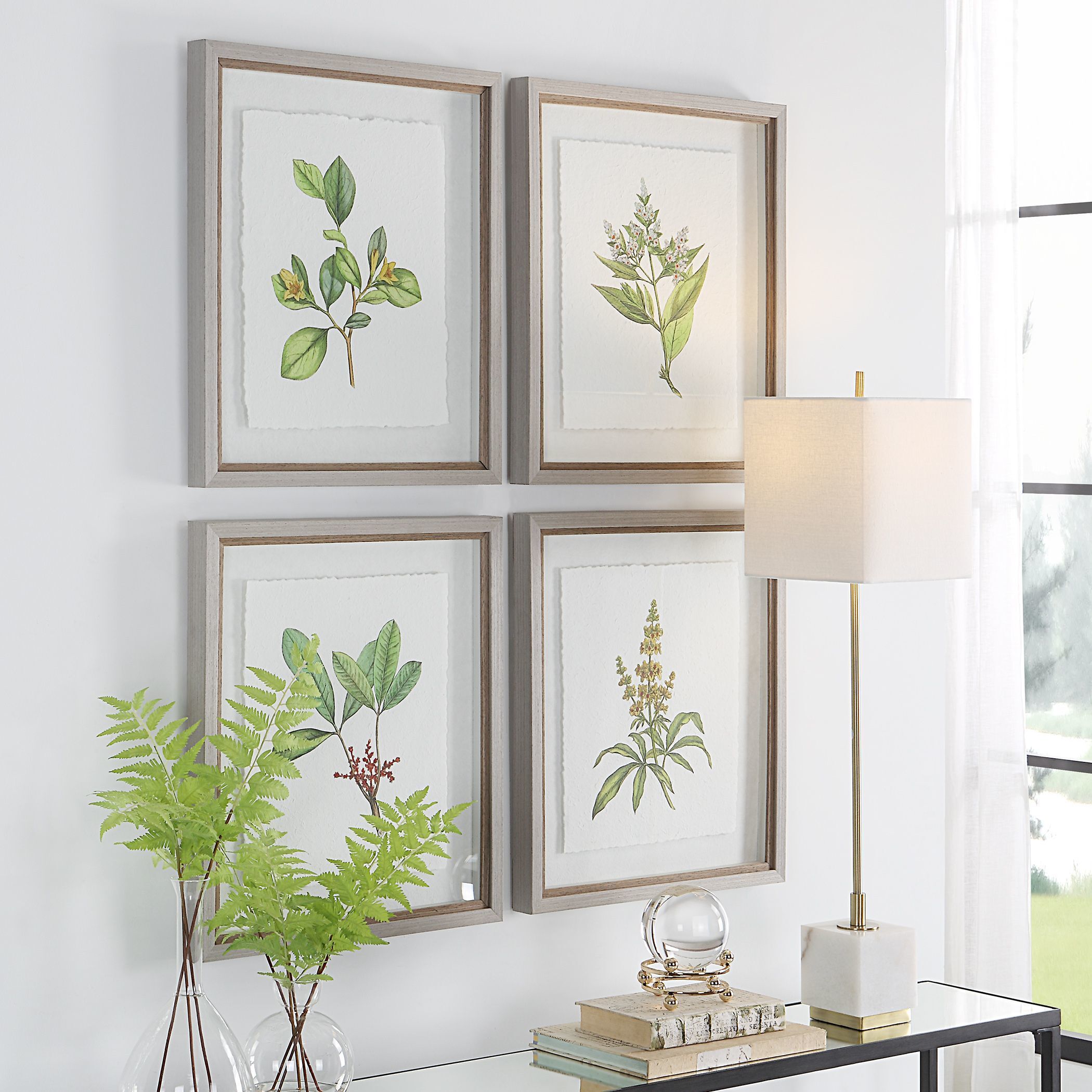 Wildflower Study 22 X 19 inch Framed Prints, Set of 4