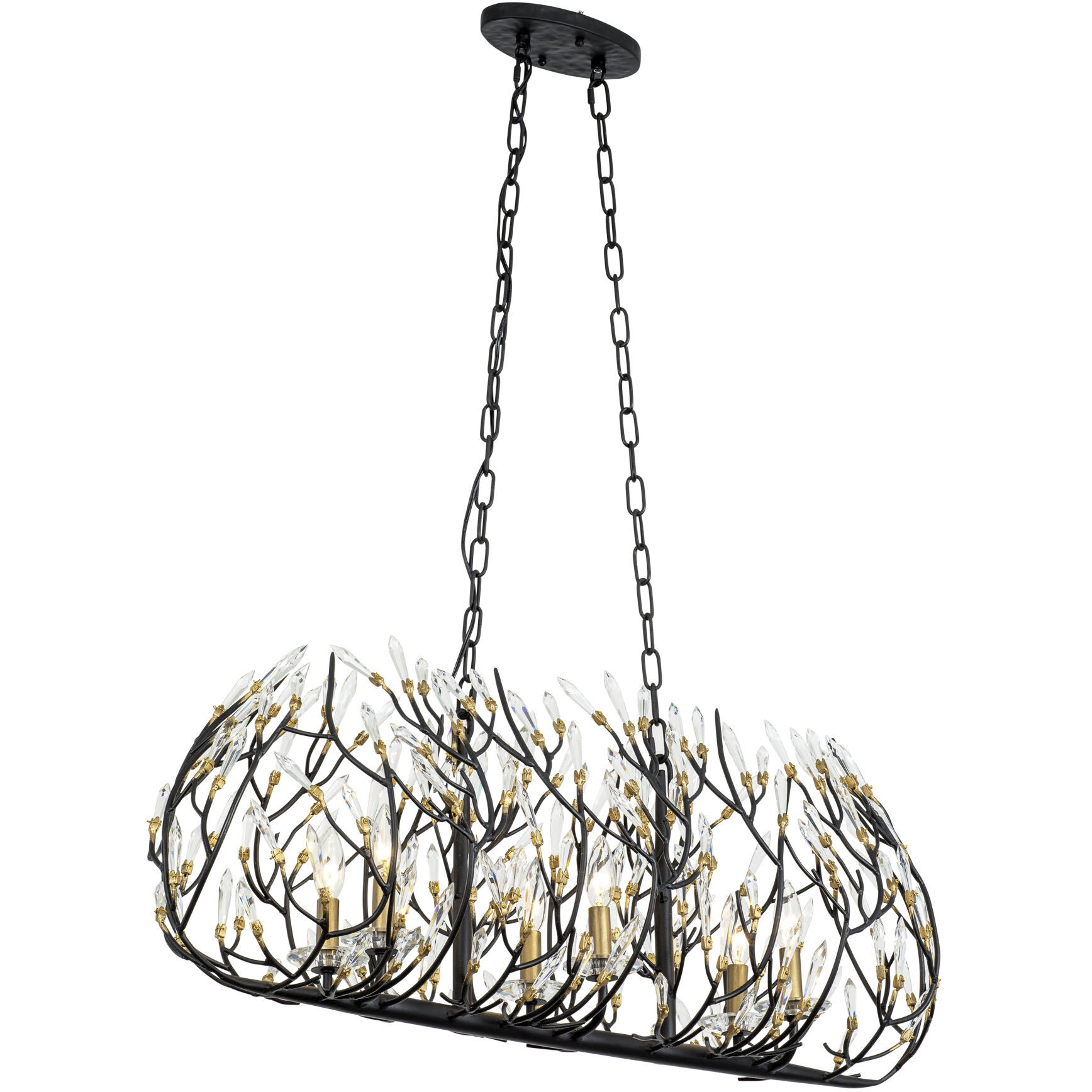 Bask 6 Light 36 inch Matte Black and French Gold Linear Pendant Ceiling Light