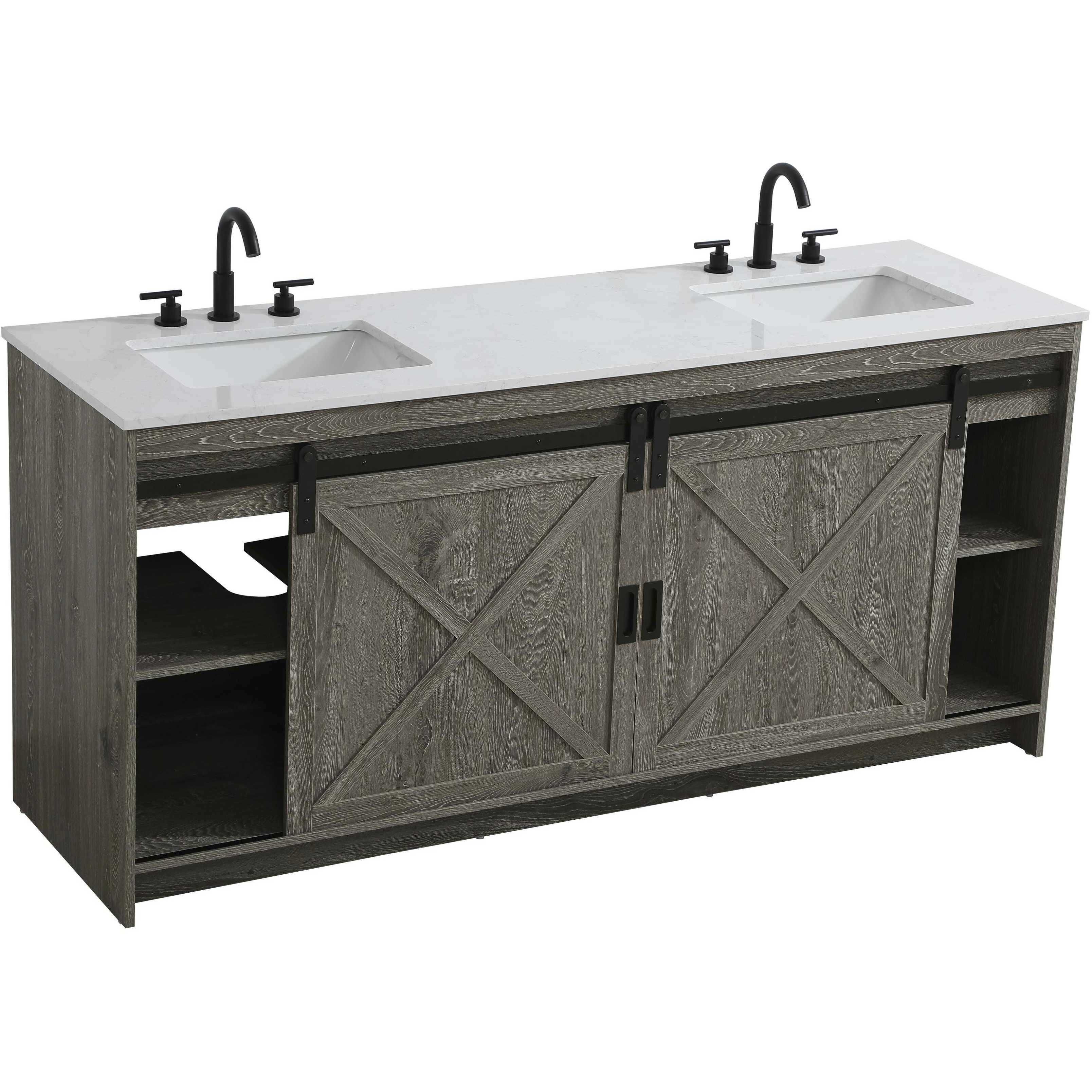 Austin 72 X 34 inch Rustic Grey Bathroom Vanity Cabinet
