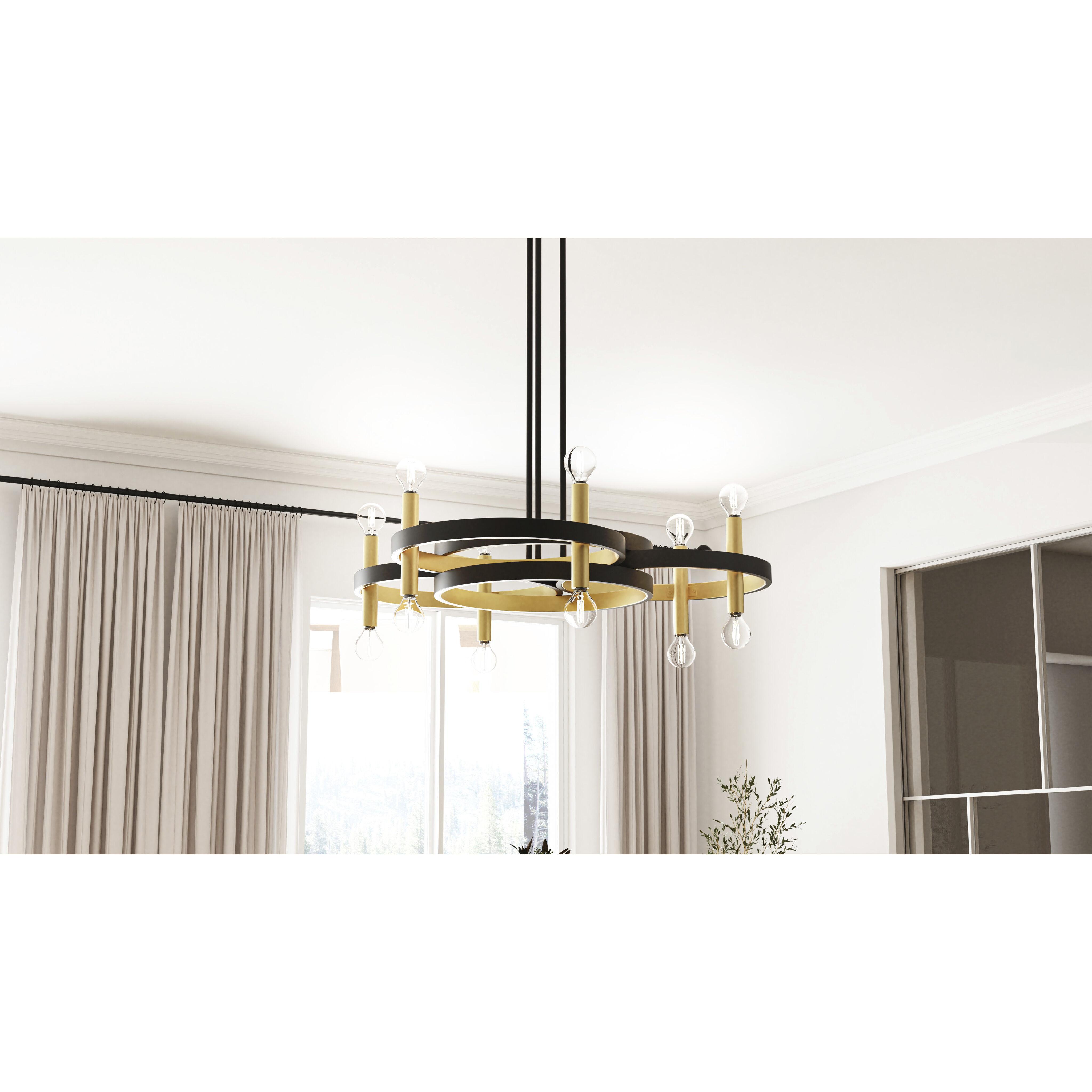 Winsland 12 Light 30 inch Matte Black Chandelier Ceiling Light